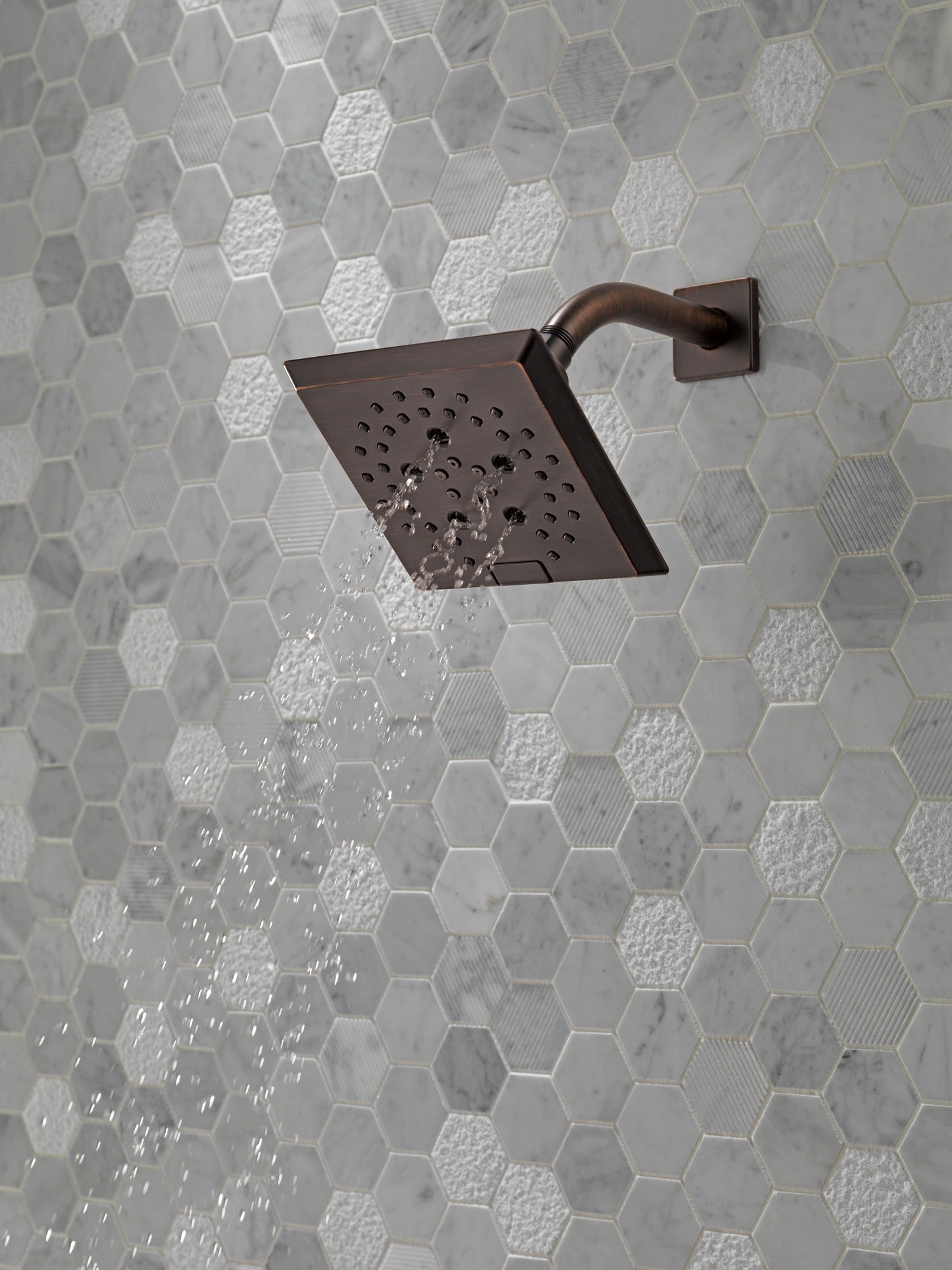 Delta Universal Showering Components H2OKinetic® 5-Setting Angular Modern Raincan Shower Head