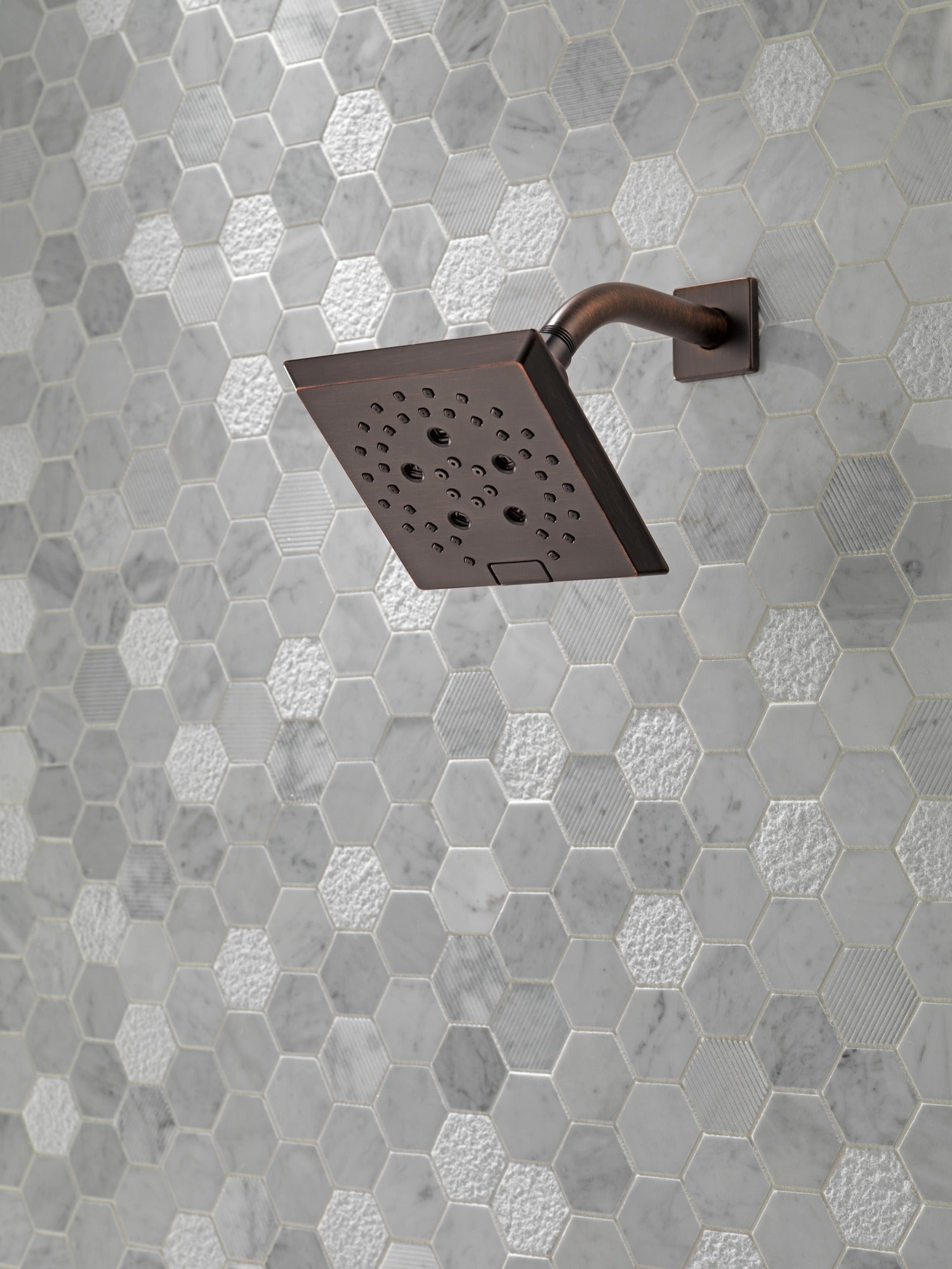 Delta Universal Showering Components H2OKinetic® 5-Setting Angular Modern Raincan Shower Head