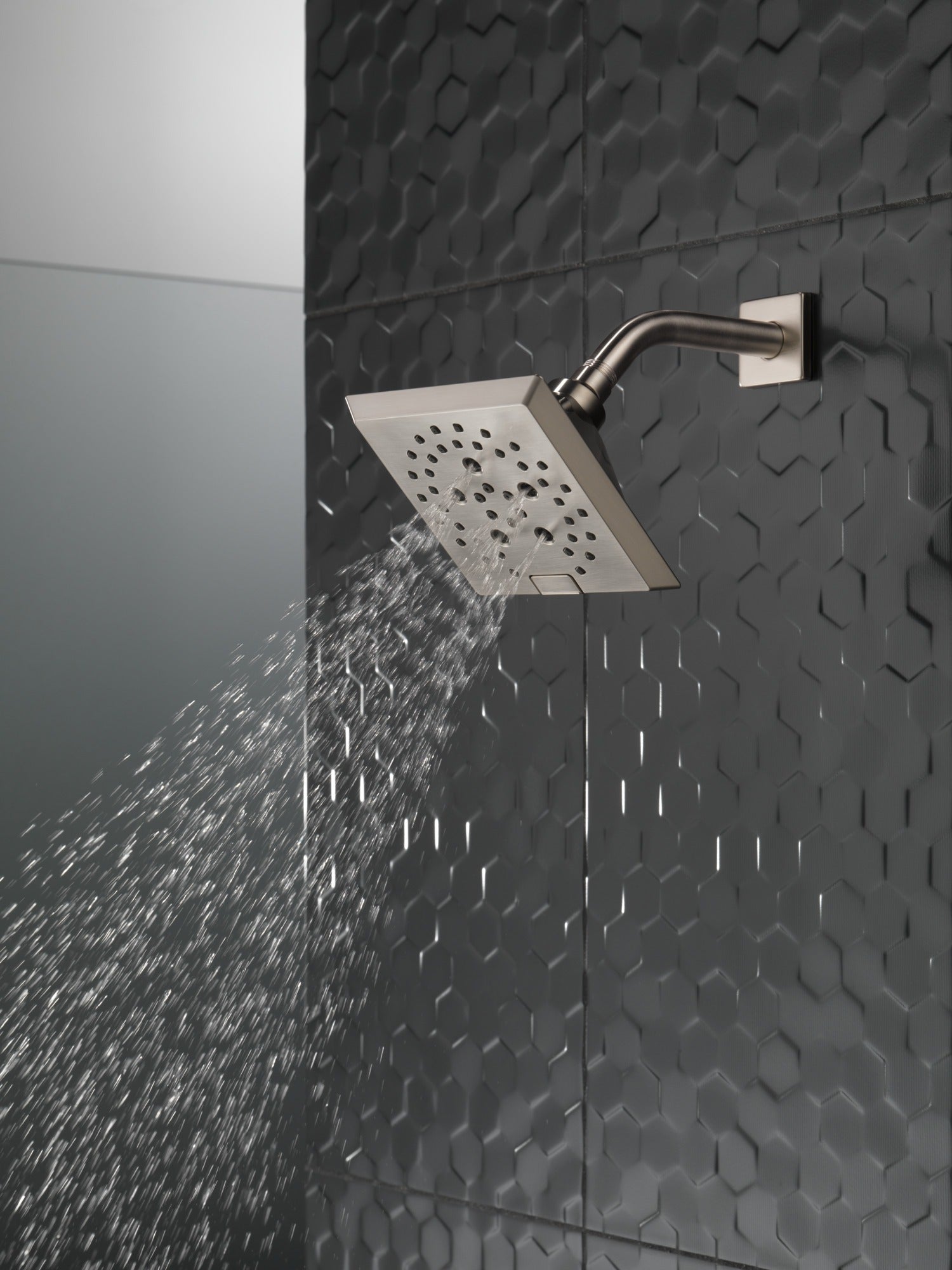 Delta Universal Showering Components H2OKinetic® 5-Setting Angular Modern Raincan Shower Head