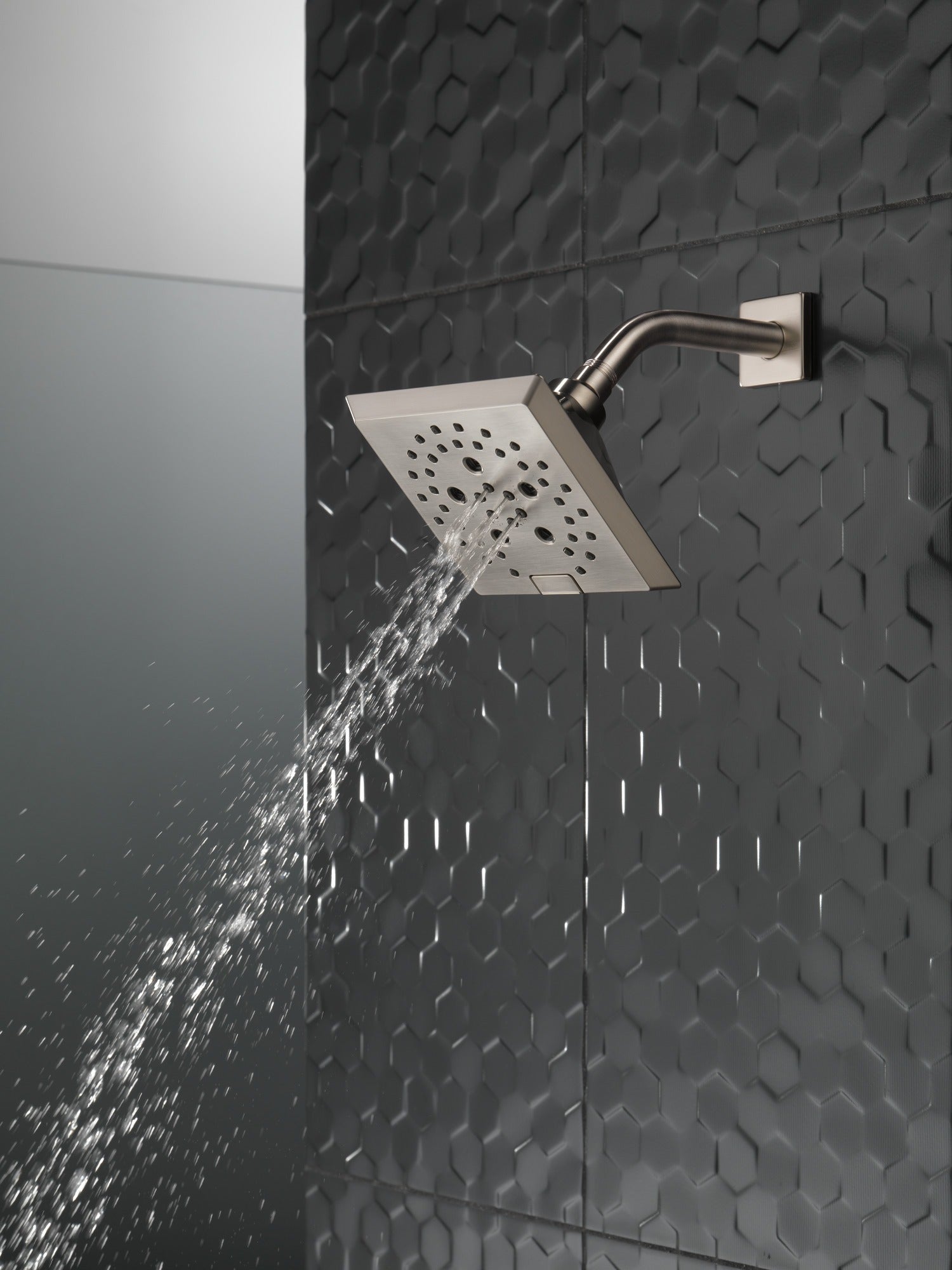 Delta Universal Showering Components H2OKinetic® 5-Setting Angular Modern Raincan Shower Head