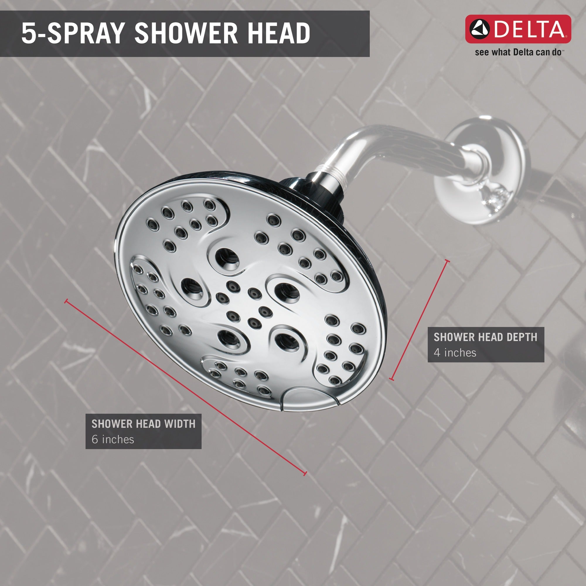 Delta Universal Showering Components H2OKinetic® 5-Setting Transitional Raincan Shower Head