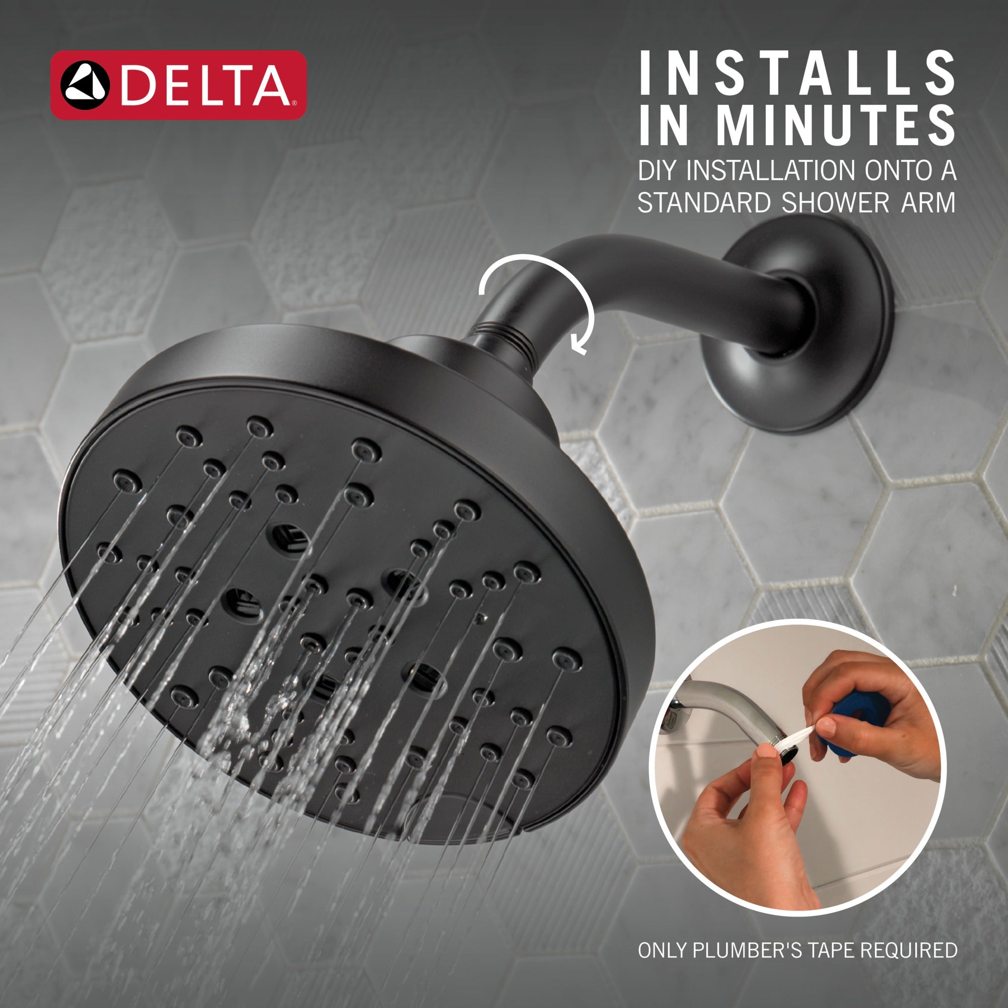 Delta Universal Showering Components H2OKinetic® 5-Setting Contemporary Raincan Shower Head