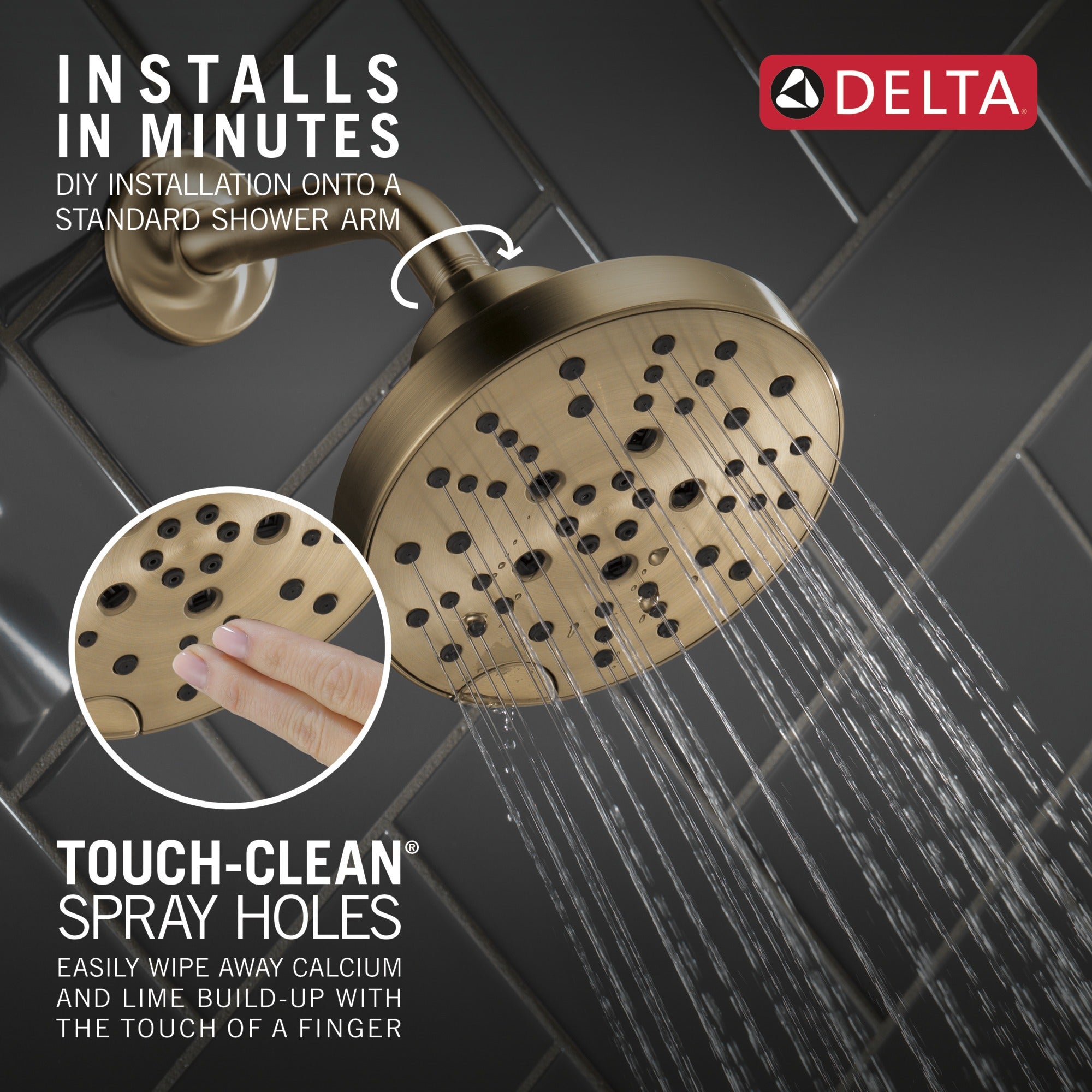 Delta Universal Showering Components H2OKinetic® 5-Setting Contemporary Raincan Shower Head