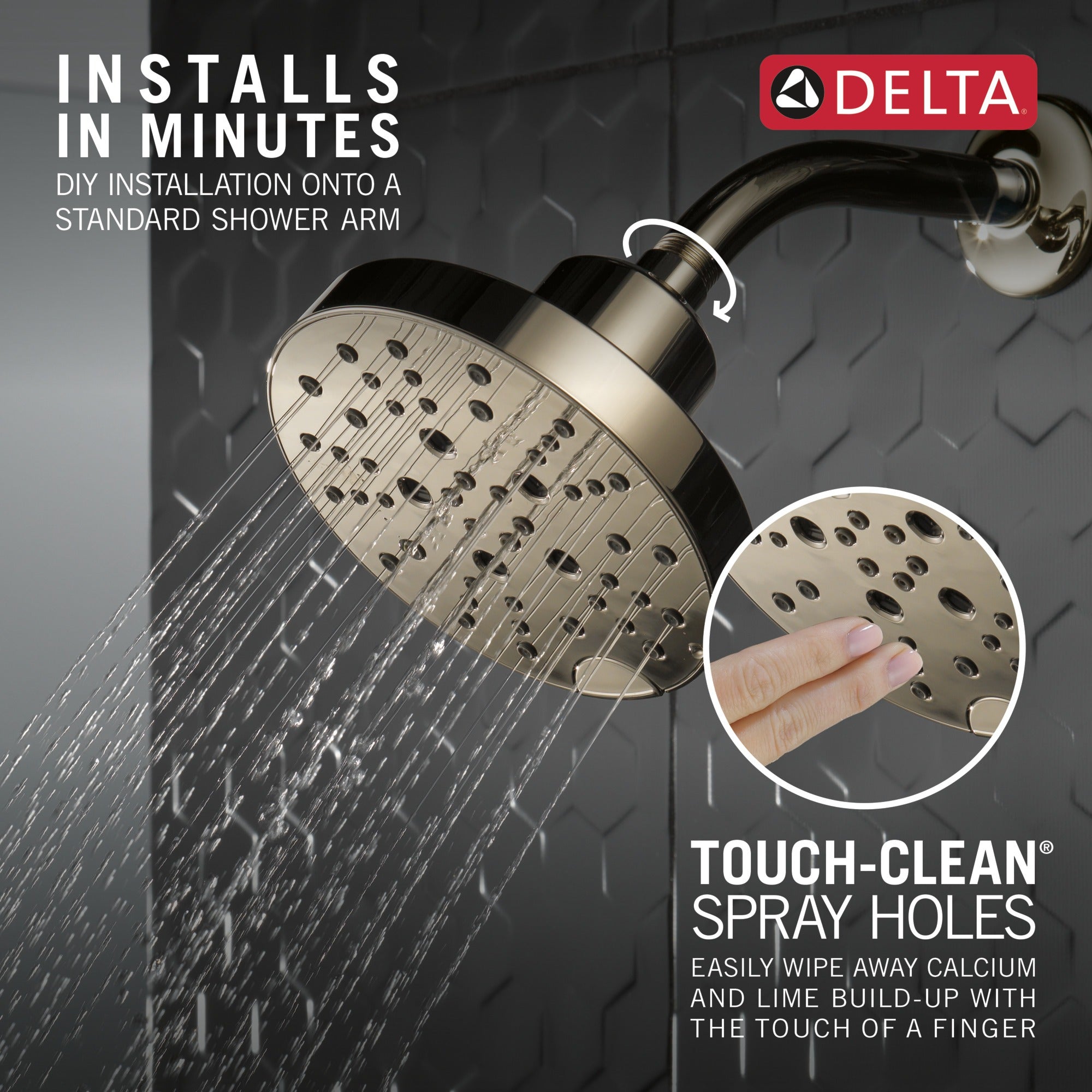 Delta Universal Showering Components H2OKinetic® 5-Setting Contemporary Raincan Shower Head