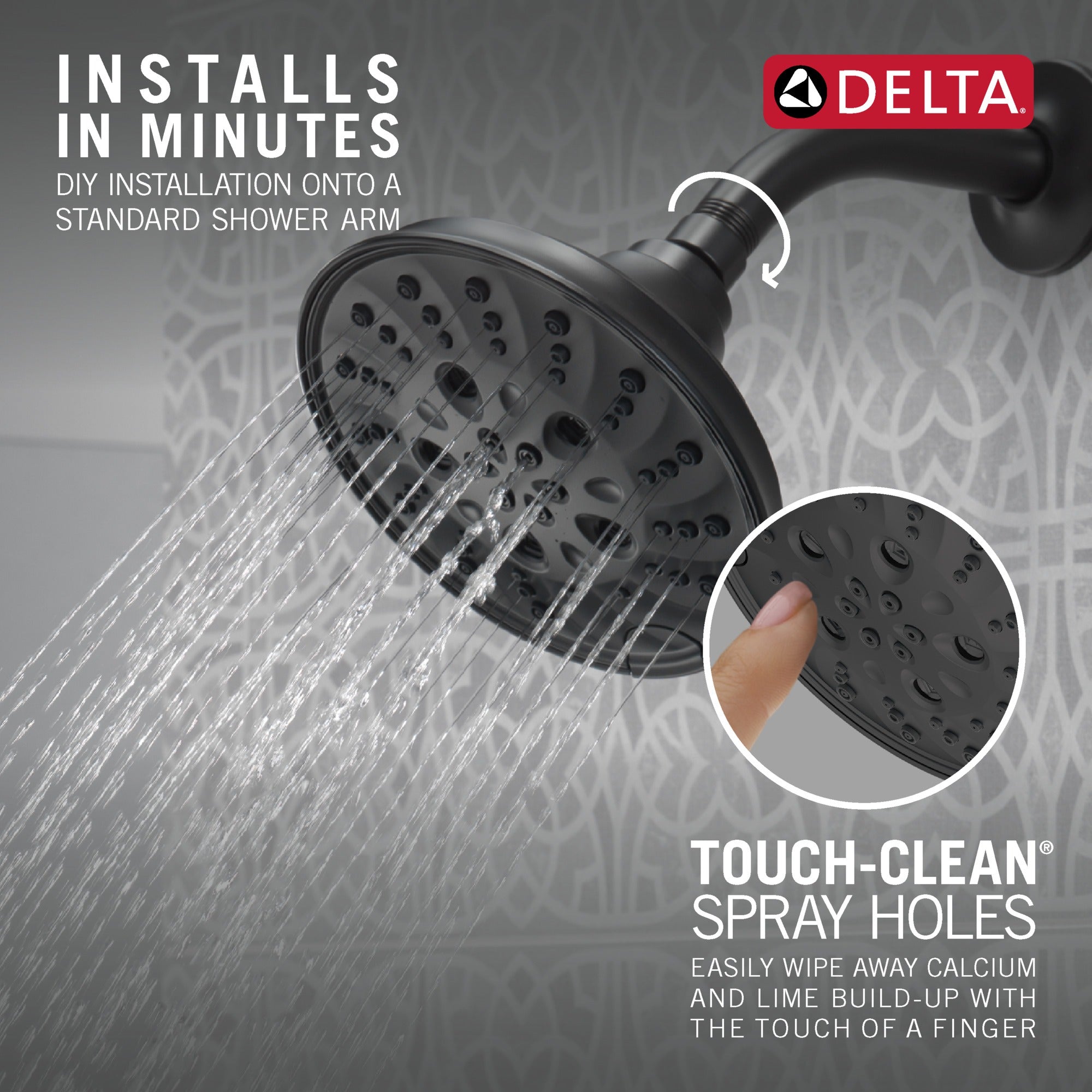 Delta Universal Showering Components H2OKinetic® 5-Setting Traditional Raincan Shower Head