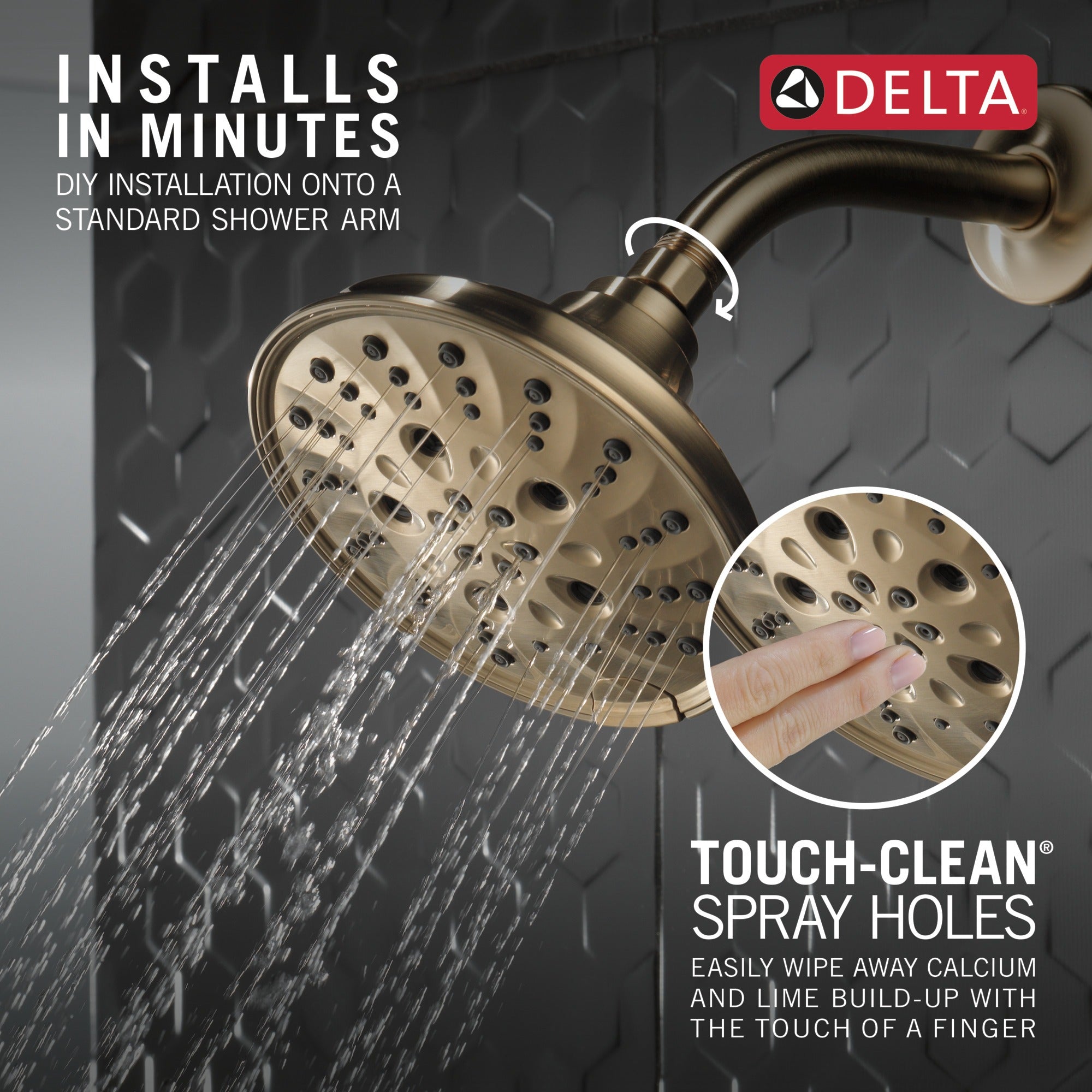 Delta Universal Showering Components H2OKinetic® 5-Setting Traditional Raincan Shower Head