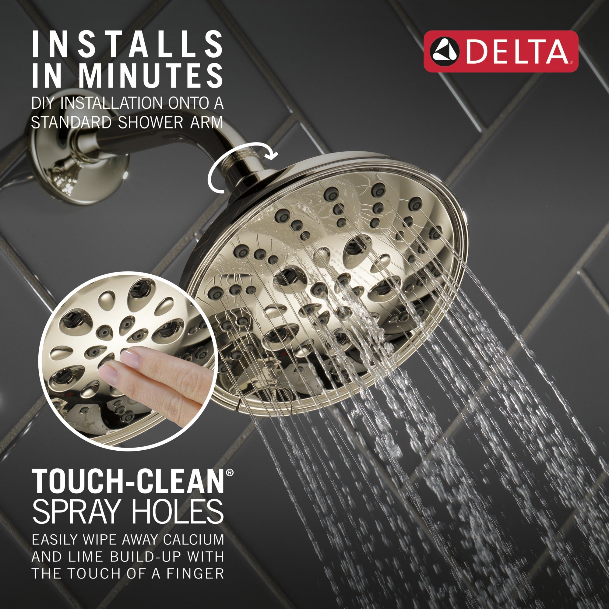 Delta Universal Showering Components H2OKinetic® 5-Setting Traditional Raincan Shower Head