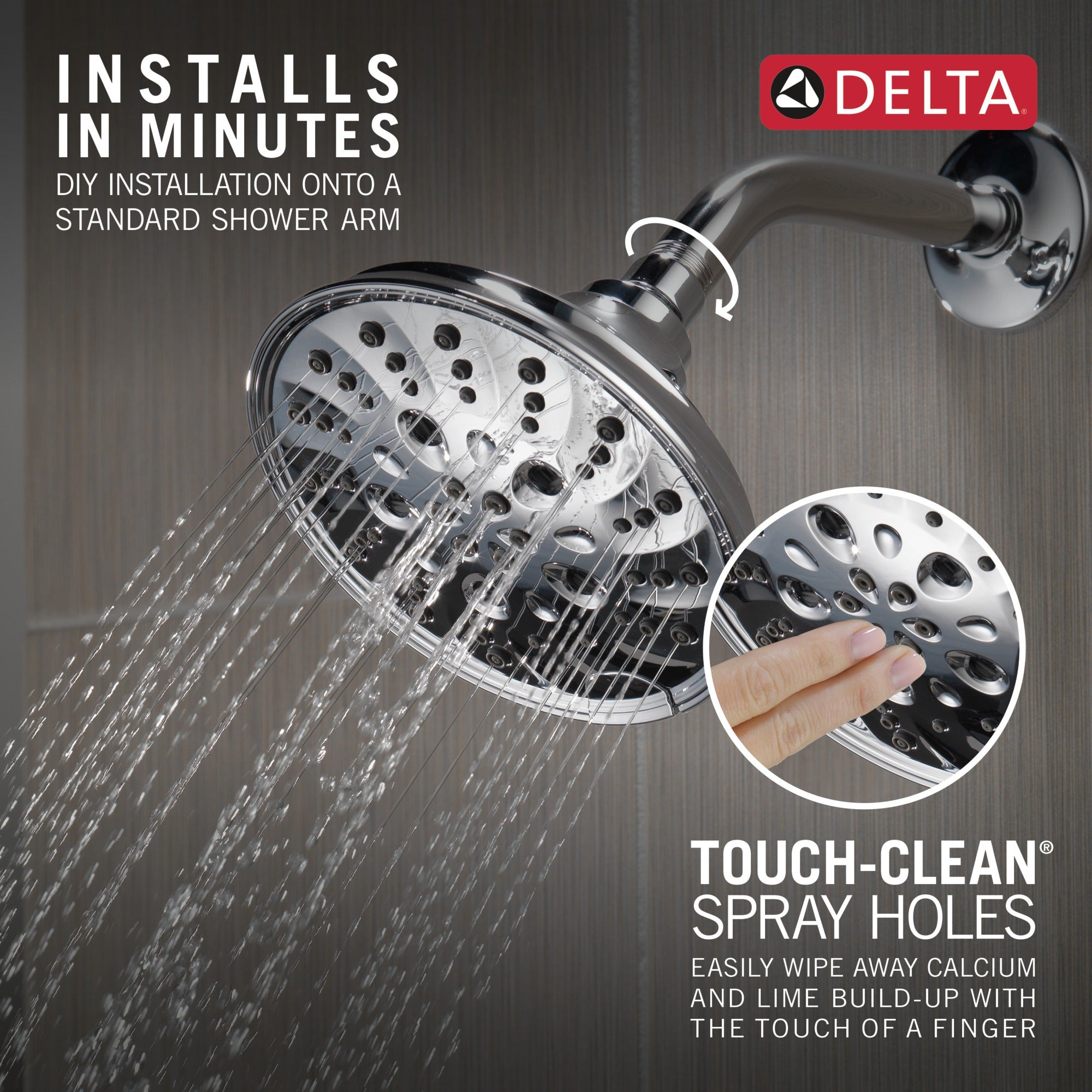 Delta Universal Showering Components H2OKinetic® 5-Setting Traditional Raincan Shower Head