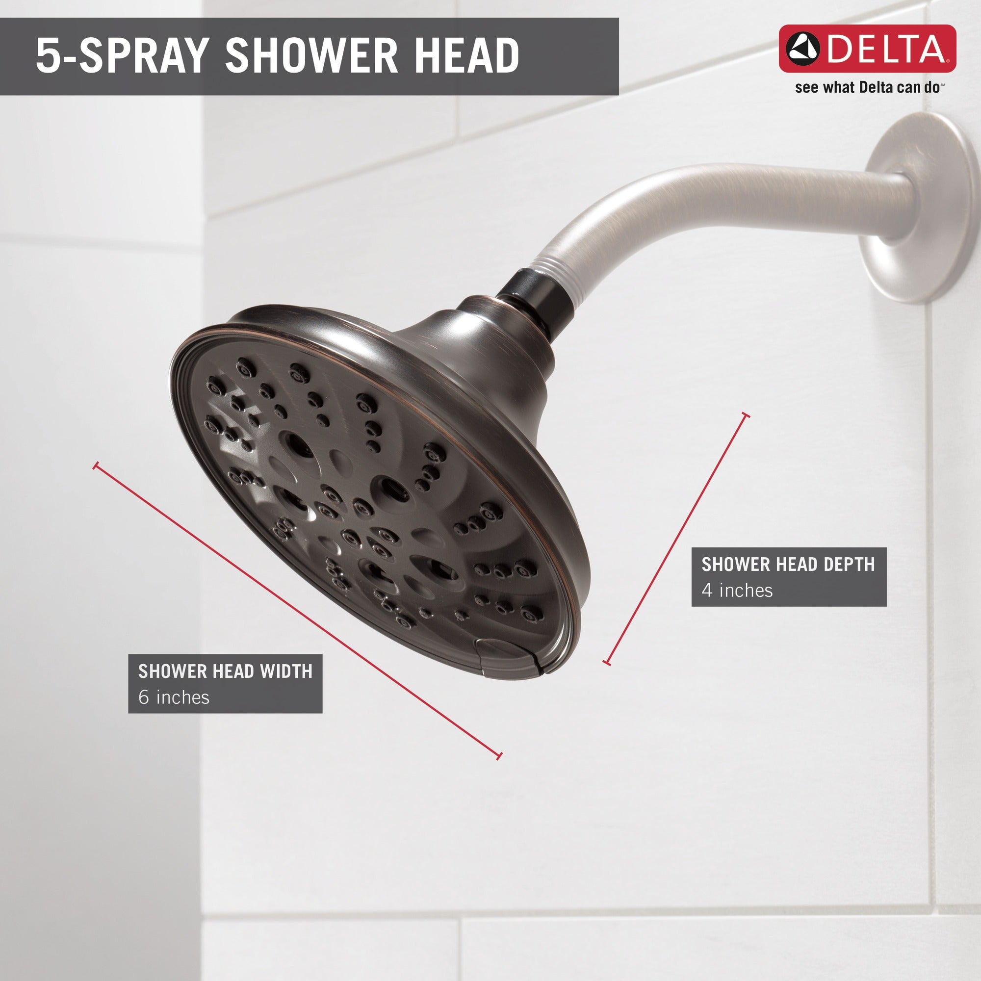 Delta Universal Showering Components H2OKinetic® 5-Setting Traditional Raincan Shower Head