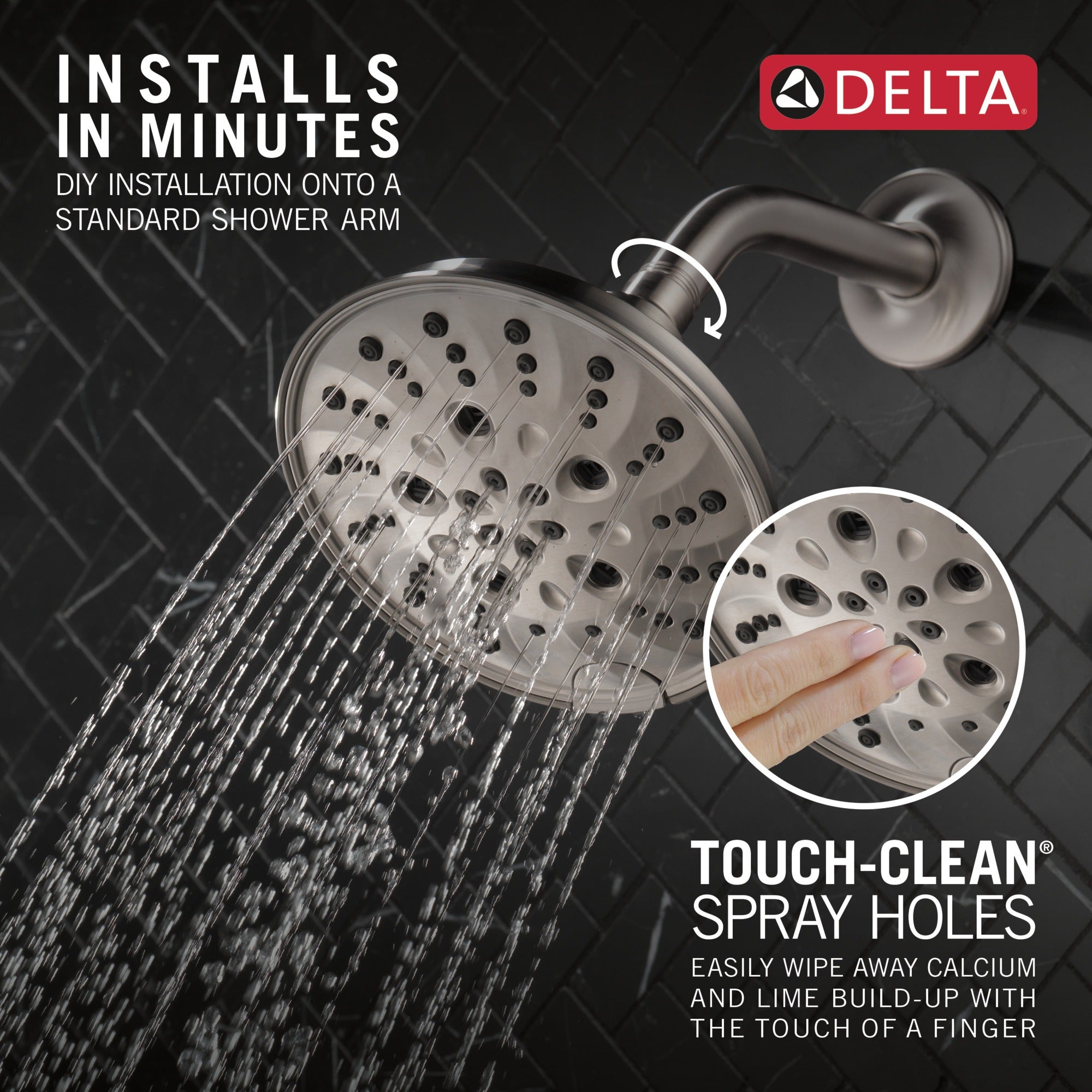 Delta Universal Showering Components H2OKinetic® 5-Setting Traditional Raincan Shower Head