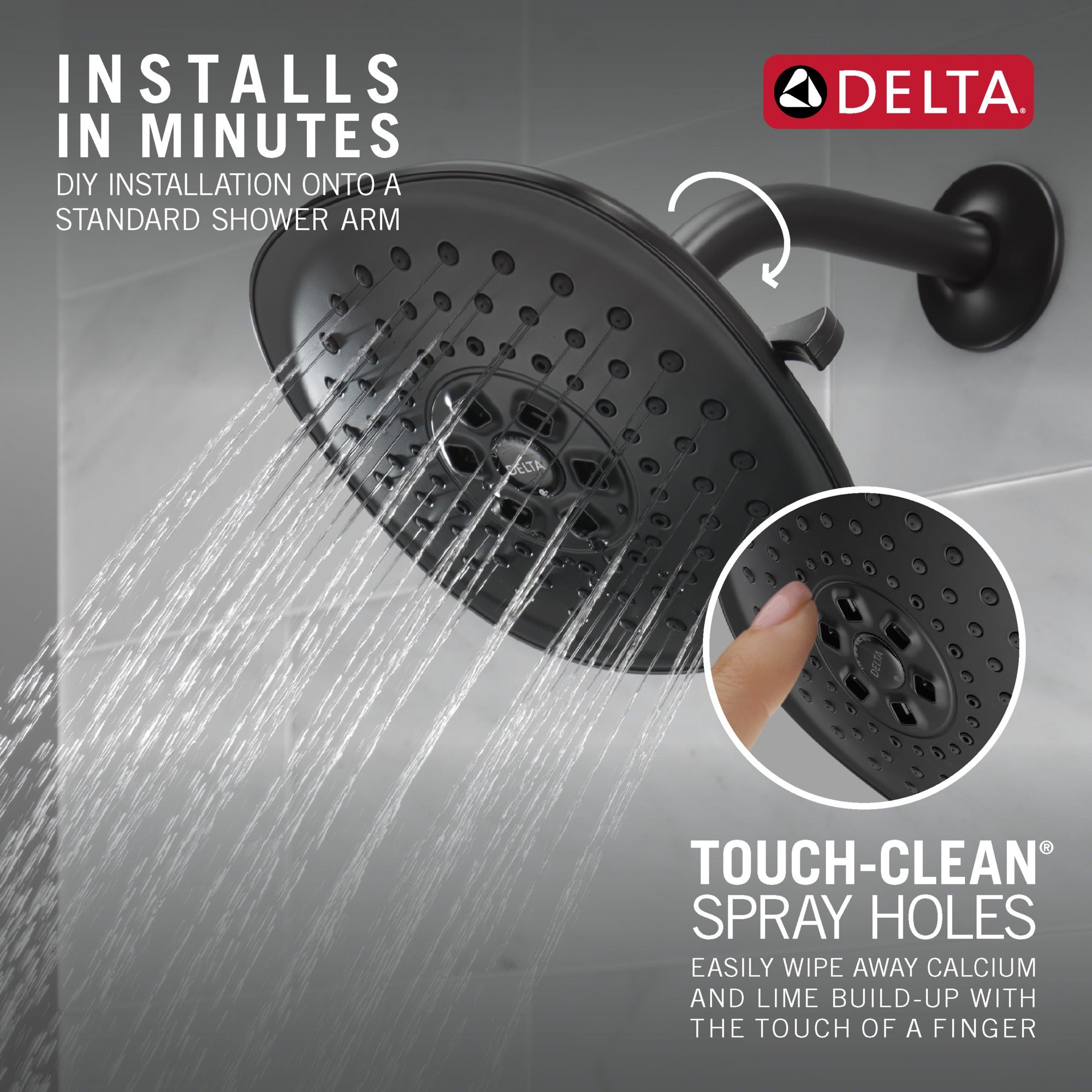 Delta Universal Showering Components H2Okinetic(R) 3-Setting Raincan Shower Head