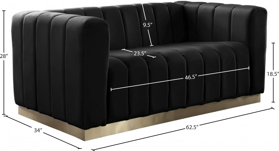 Marlon 62.5" Velvet Upholstered Loveseat