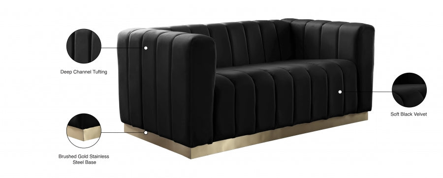 Marlon 62.5" Velvet Upholstered Loveseat