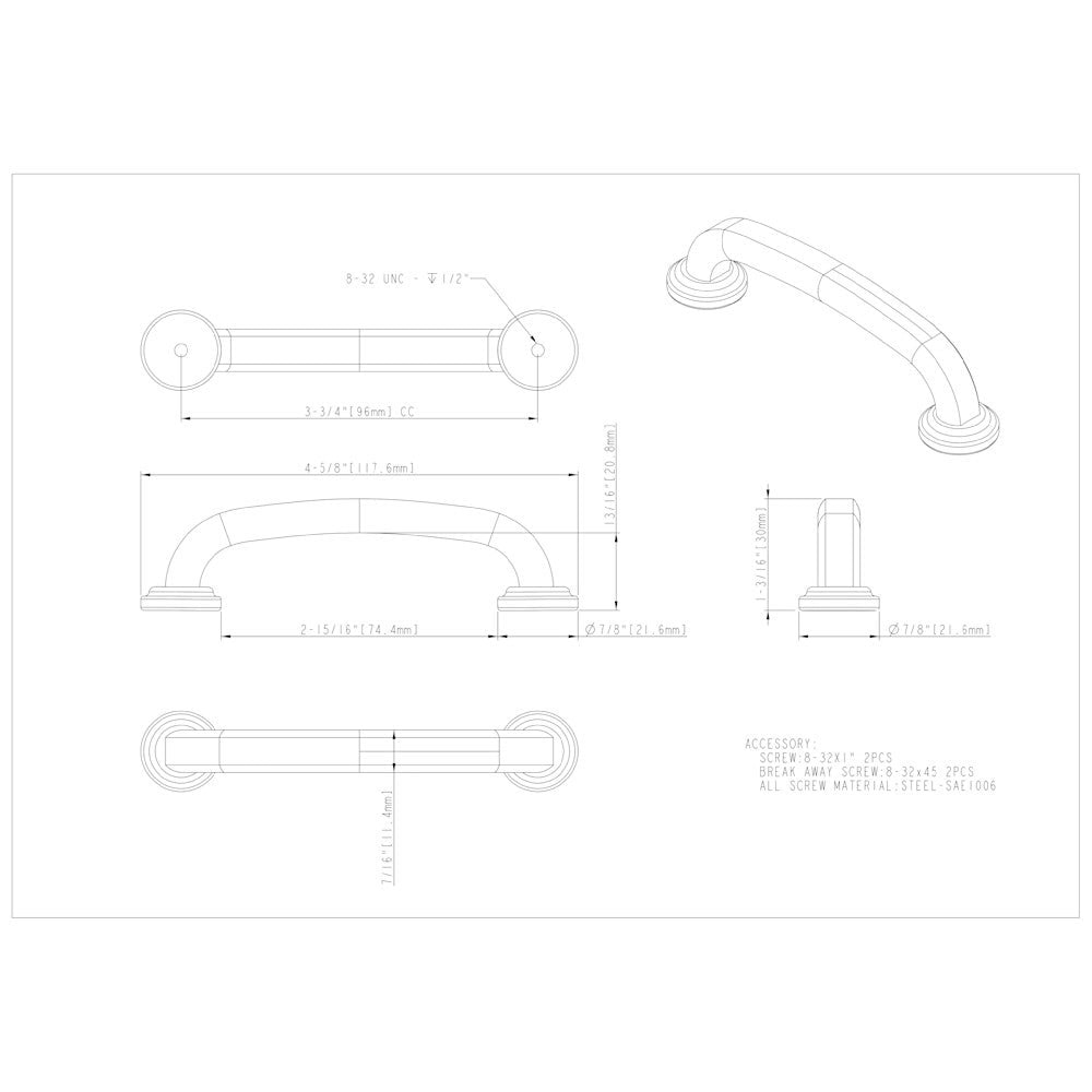 Hardware Resources 96 mm Center-to-Center Satin Nickel Bremen 1 Cabinet Pull