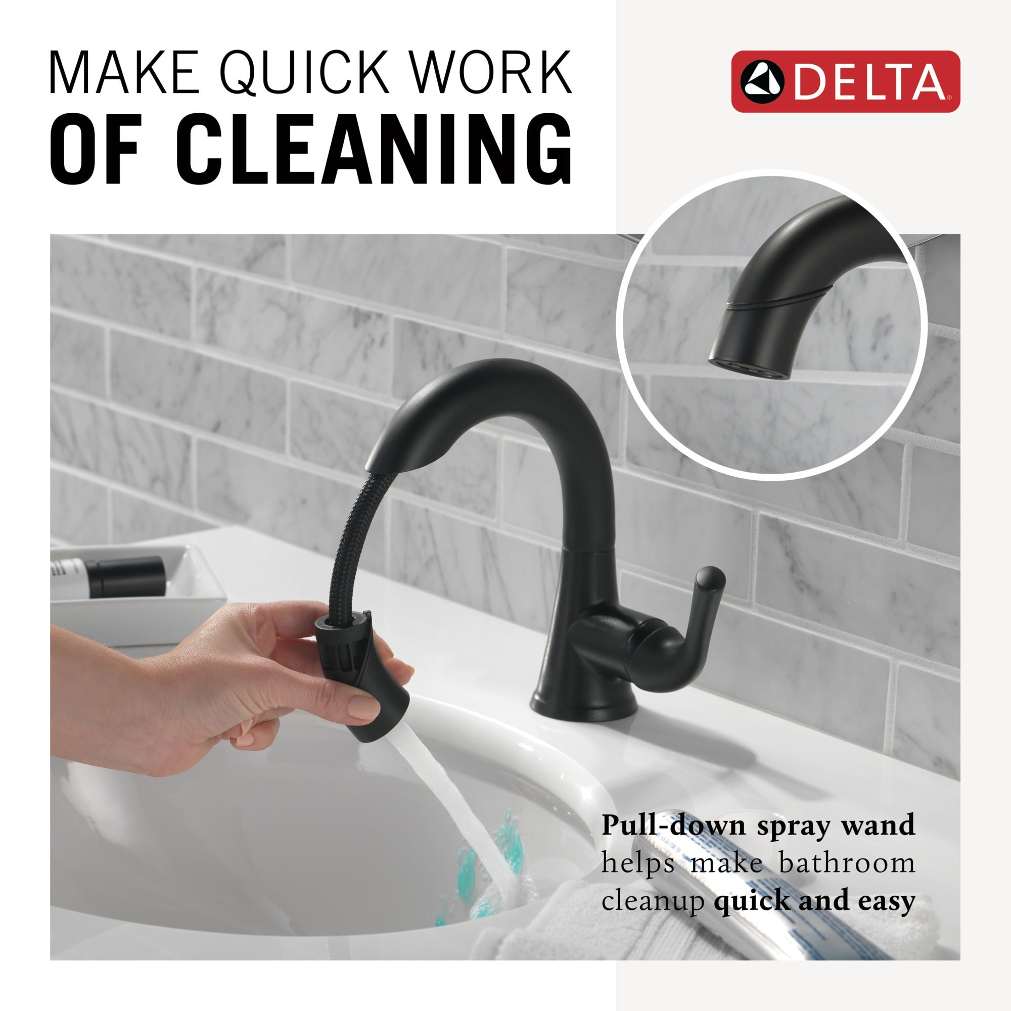 Delta Kayra® Single Handle Pull-Down Bathroom Faucet