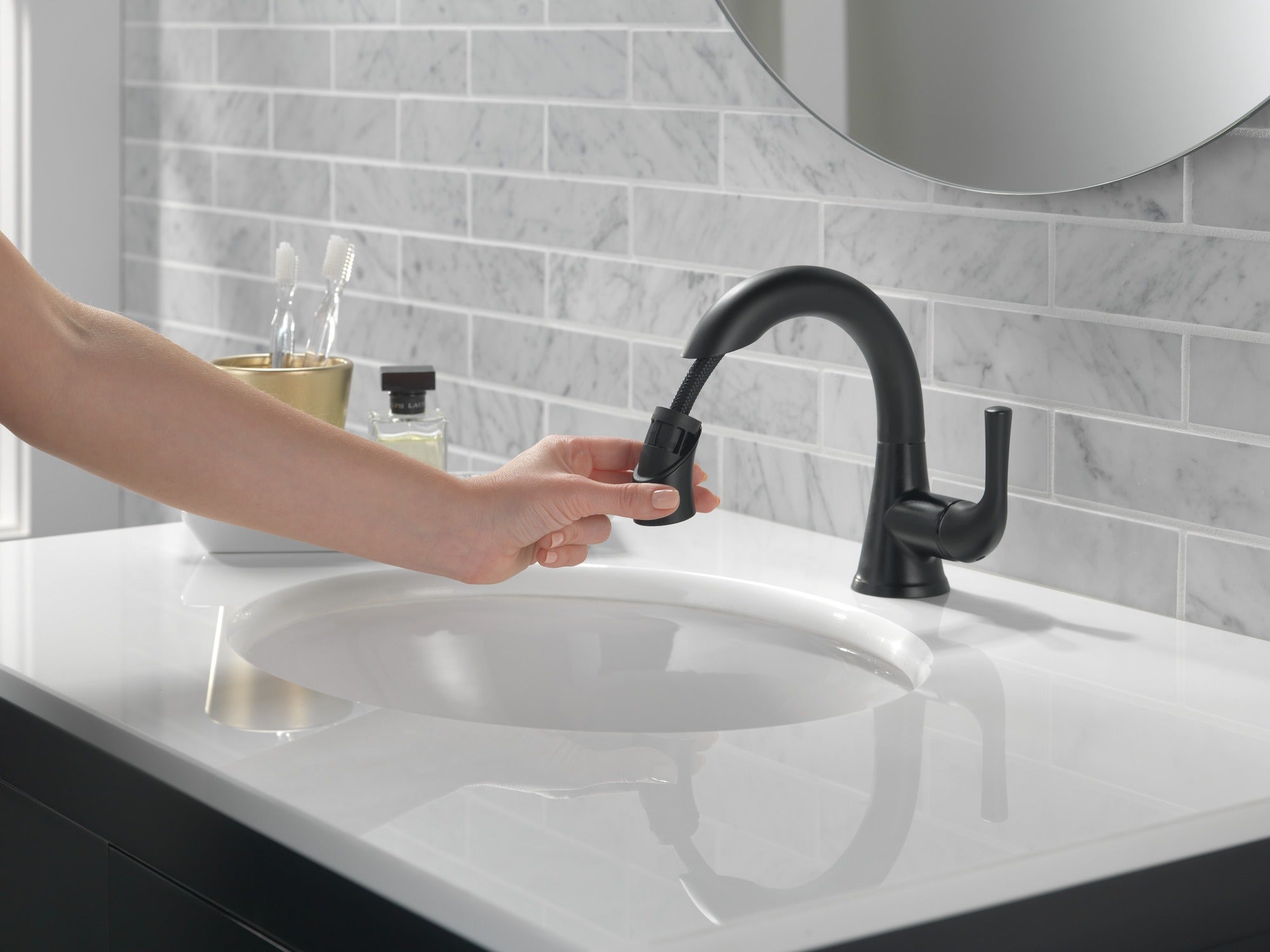 Delta Kayra® Single Handle Pull-Down Bathroom Faucet