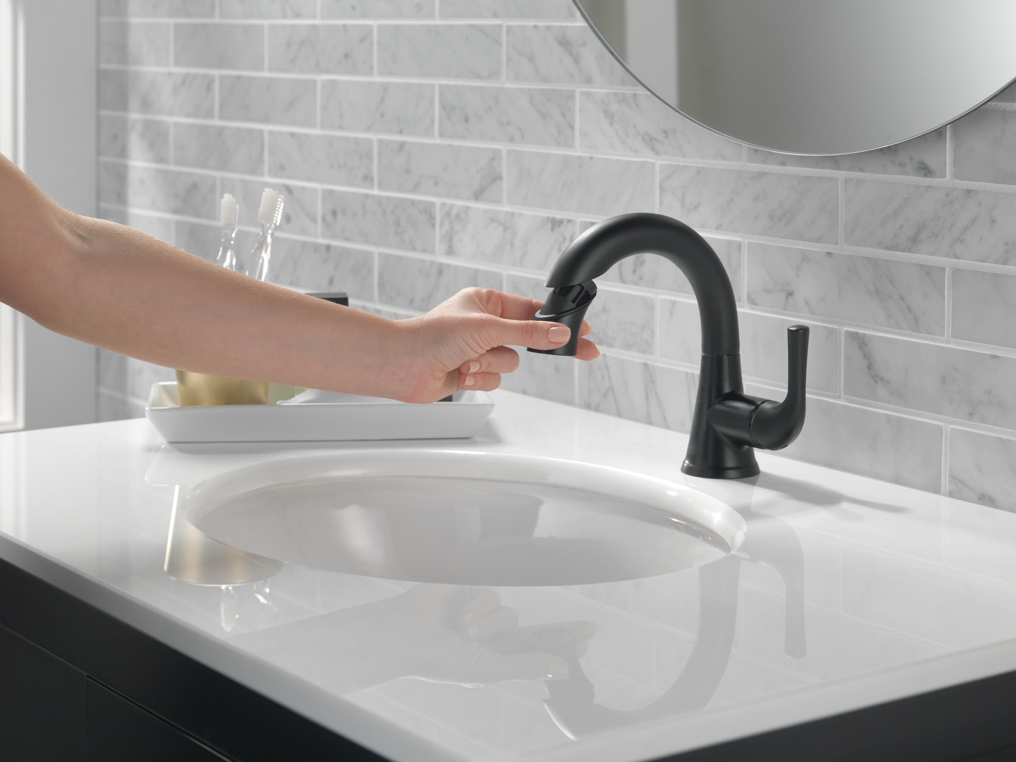 Delta Kayra® Single Handle Pull-Down Bathroom Faucet