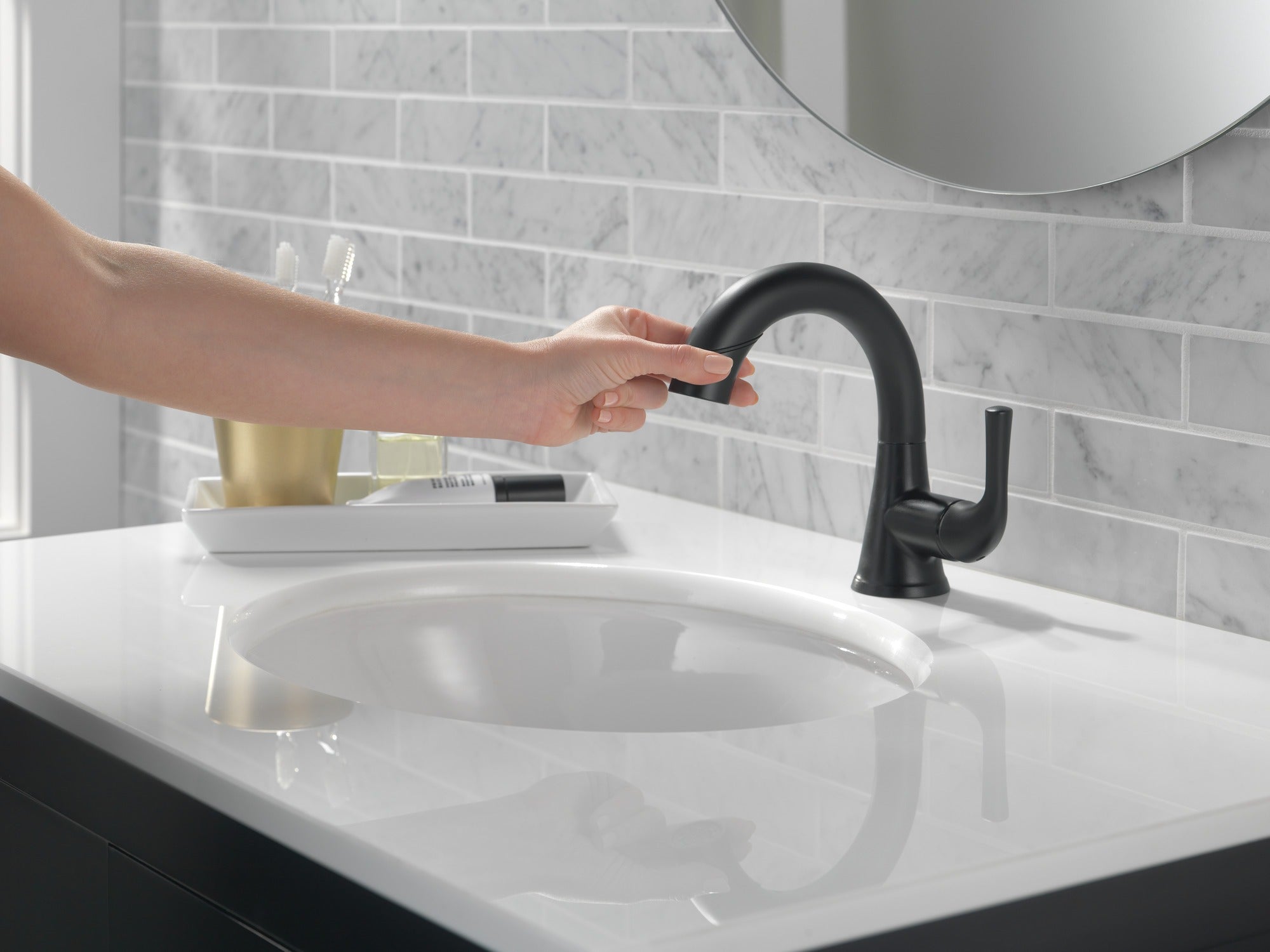 Delta Kayra® Single Handle Pull-Down Bathroom Faucet