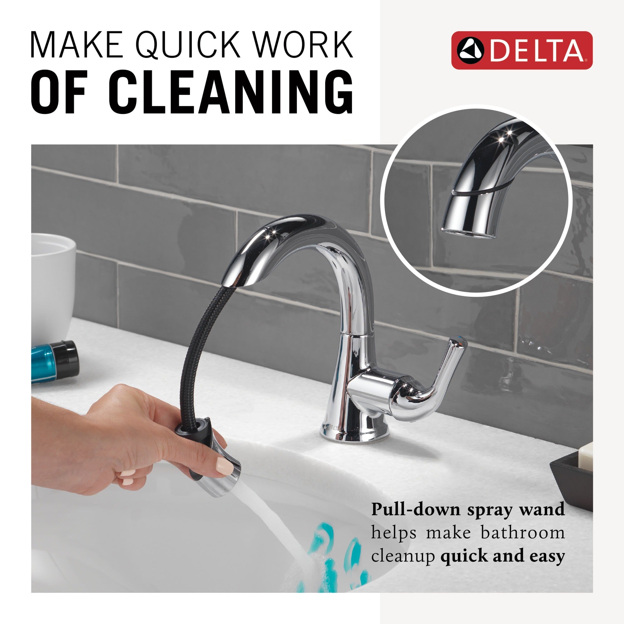 Delta Kayra® Single Handle Pull-Down Bathroom Faucet