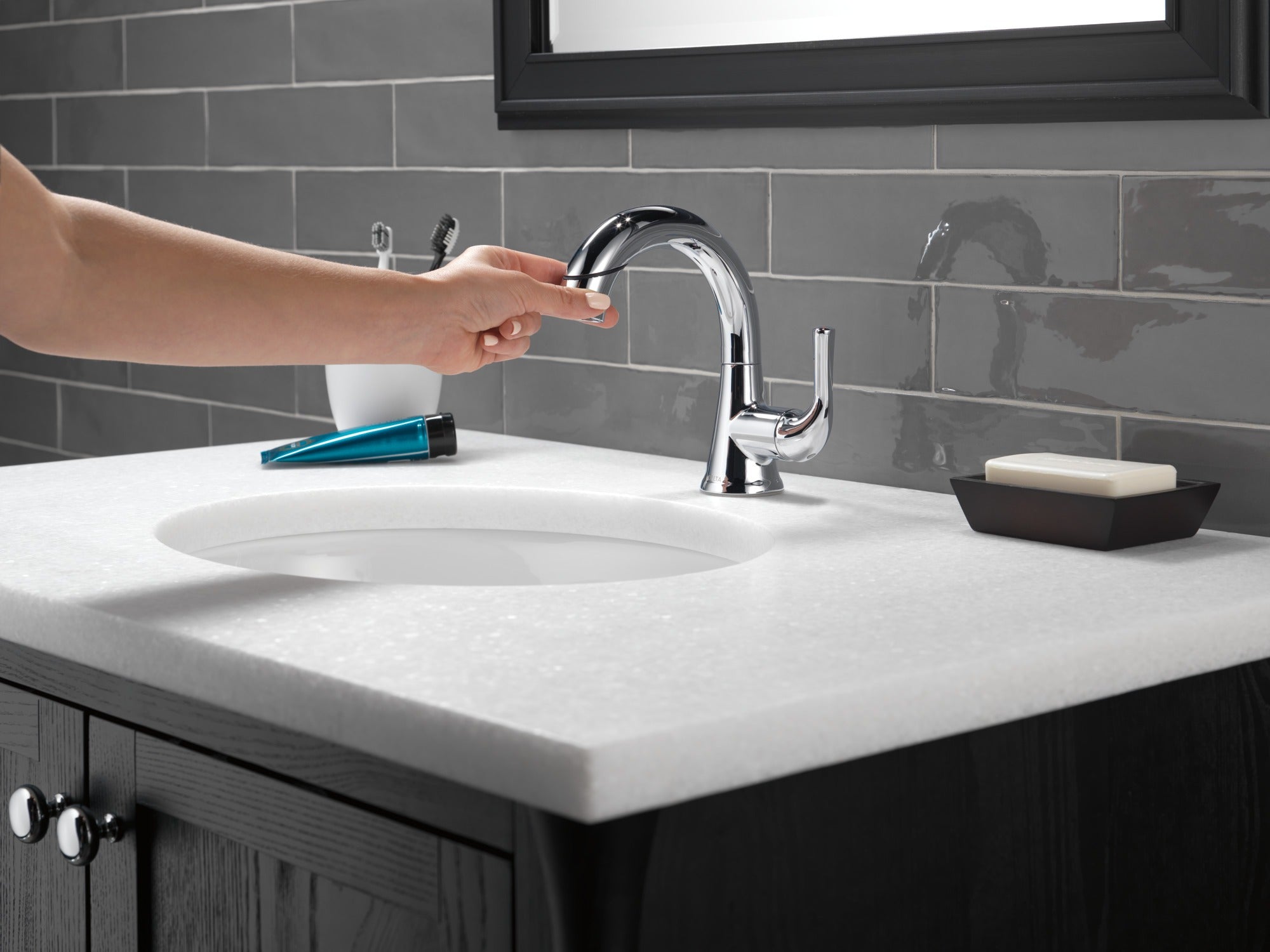 Delta Kayra® Single Handle Pull-Down Bathroom Faucet