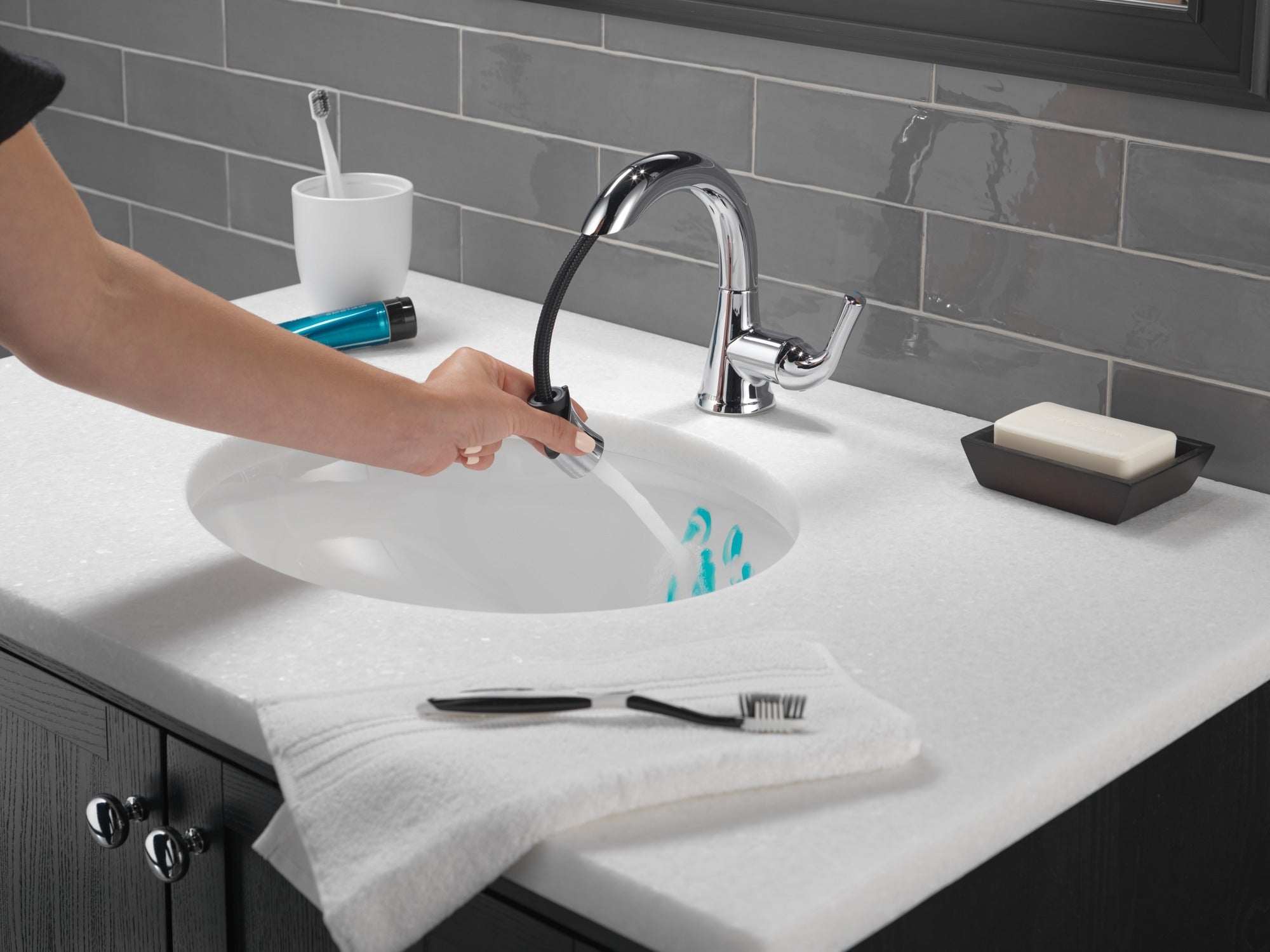 Delta Kayra® Single Handle Pull-Down Bathroom Faucet