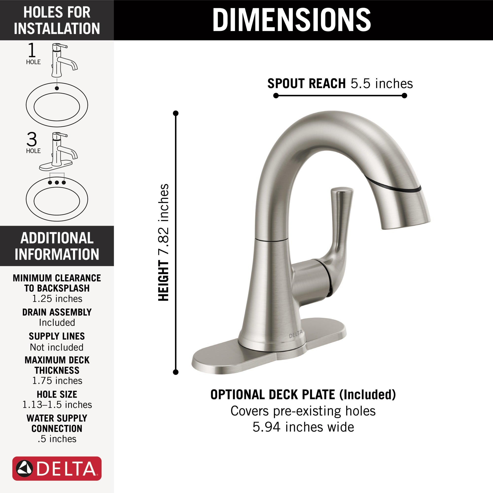 Delta Kayra® Single Handle Pull-Down Bathroom Faucet