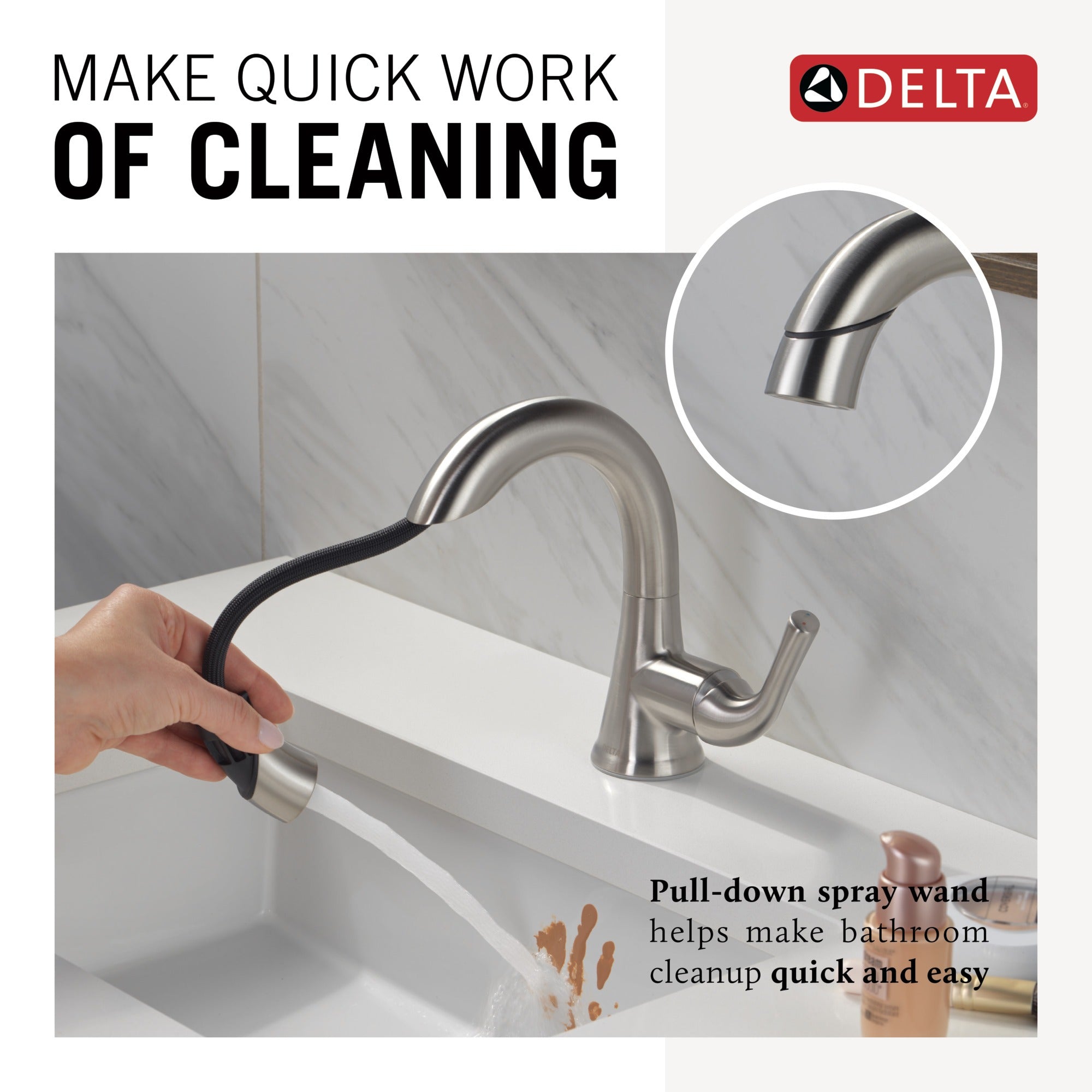 Delta Kayra® Single Handle Pull-Down Bathroom Faucet