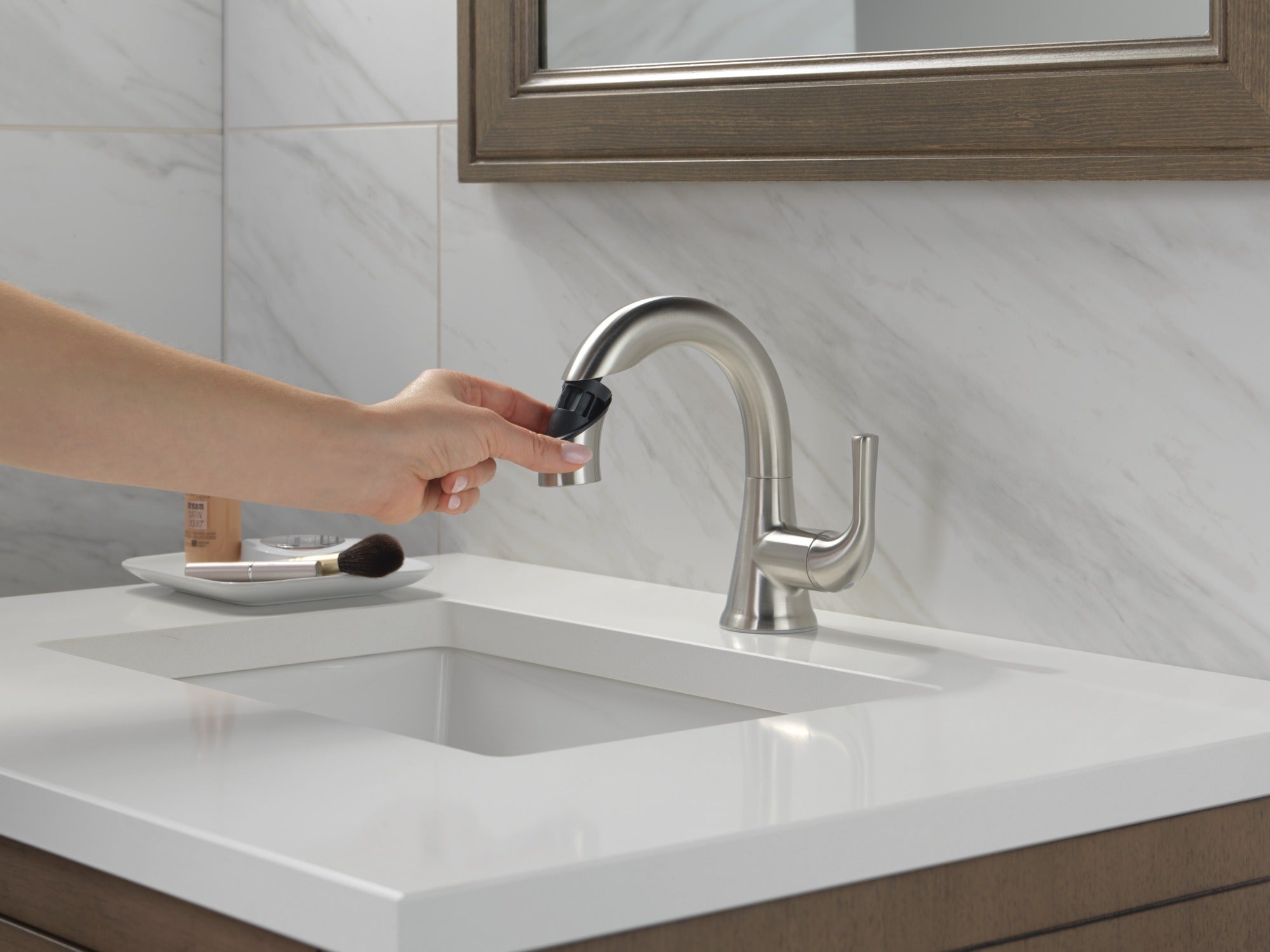 Delta Kayra® Single Handle Pull-Down Bathroom Faucet