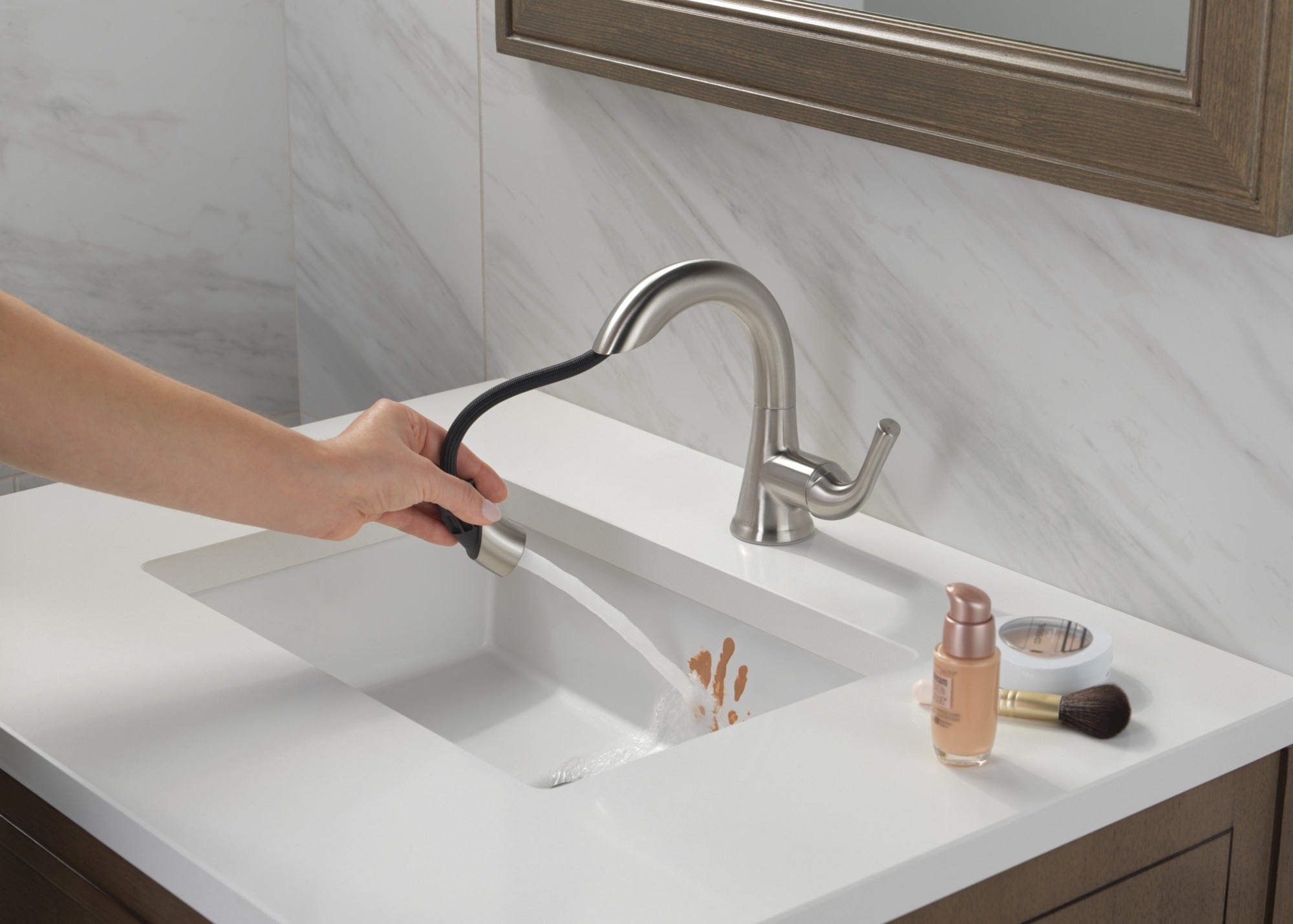 Delta Kayra® Single Handle Pull-Down Bathroom Faucet