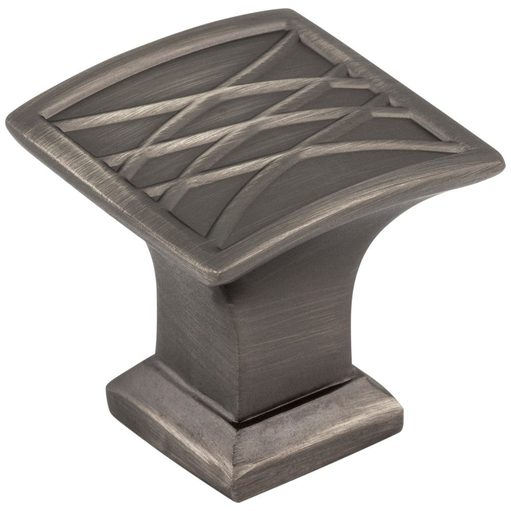 Hardware Resources 1-1/4" Overall Length Brushed Pewter Square Geometric Pattern Aberdeen Cabinet Knob