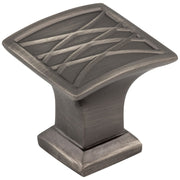 Hardware Resources 1-1/4" Overall Length Brushed Pewter Square Geometric Pattern Aberdeen Cabinet Knob