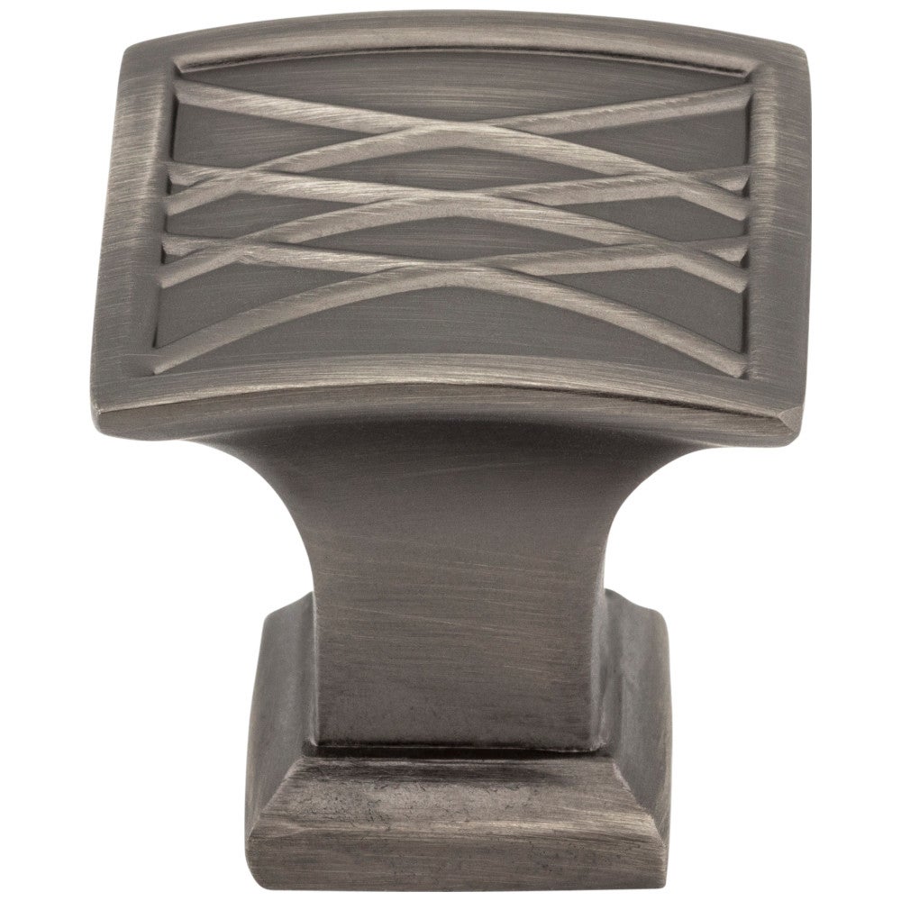 Hardware Resources 1-1/4" Overall Length Brushed Pewter Square Geometric Pattern Aberdeen Cabinet Knob