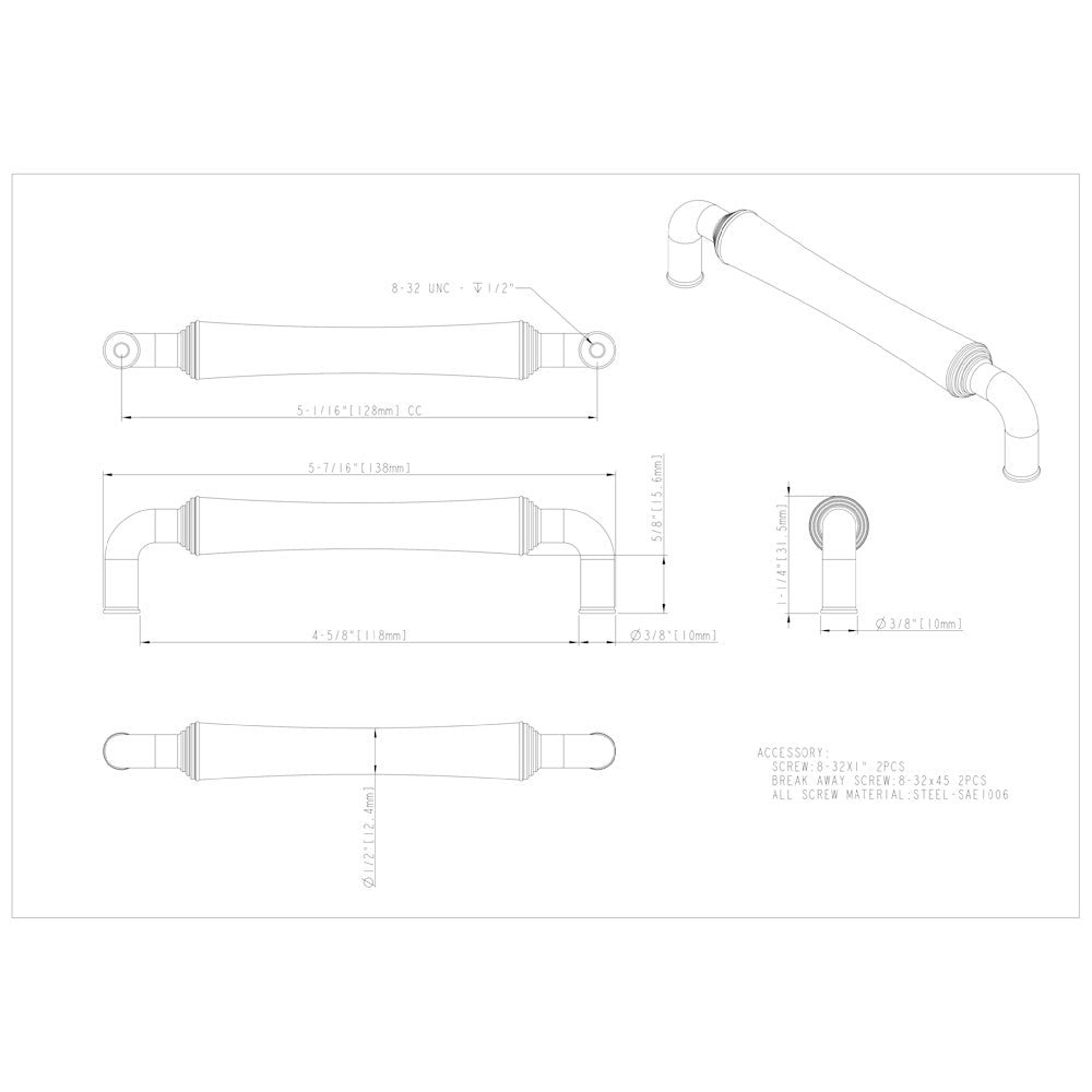 Hardware Resources 96 mm Center-to-Center Satin Nickel Barrel Bremen 2 Cabinet Pull