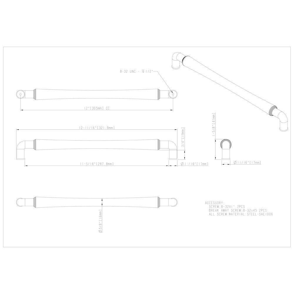 Hardware Resources 96 mm Center-to-Center Satin Nickel Barrel Bremen 2 Cabinet Pull