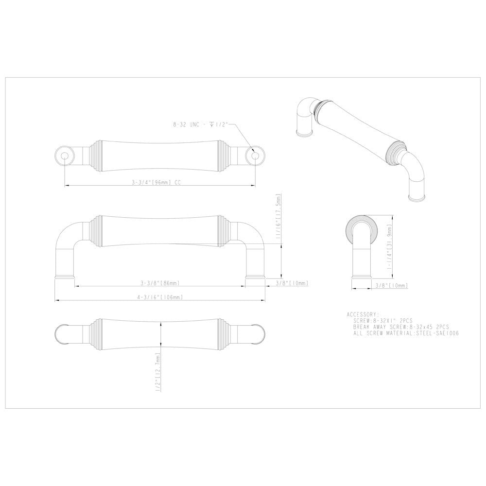 Hardware Resources 96 mm Center-to-Center Satin Nickel Barrel Bremen 2 Cabinet Pull