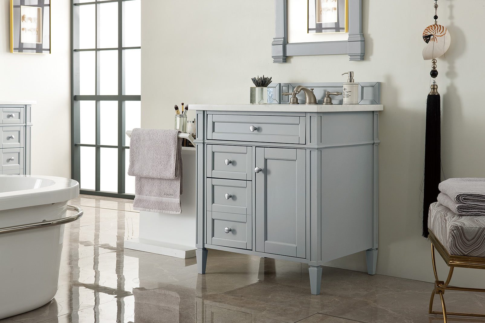James Martin Brittany 30" Single Vanity in Urban Gray with 3cm Countertop