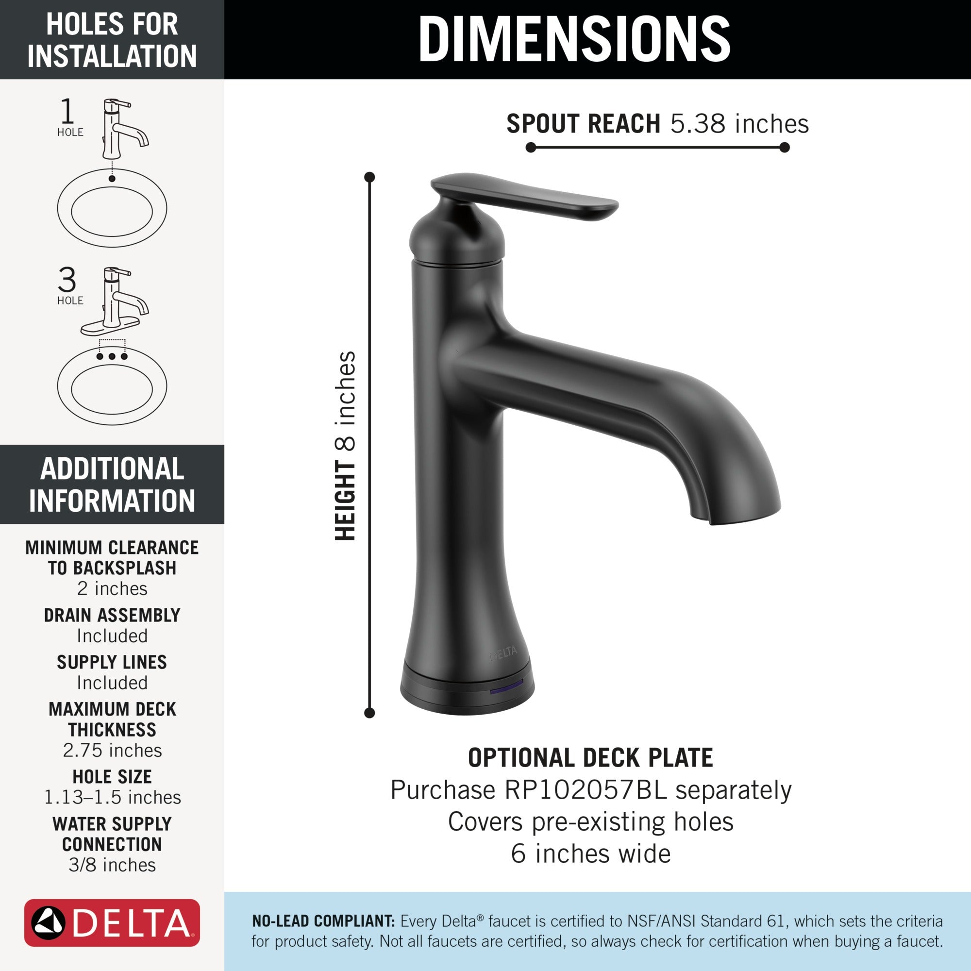 Delta Bonacci™ Single Handle Bathroom Faucet with Touch20 with Touchless Technology