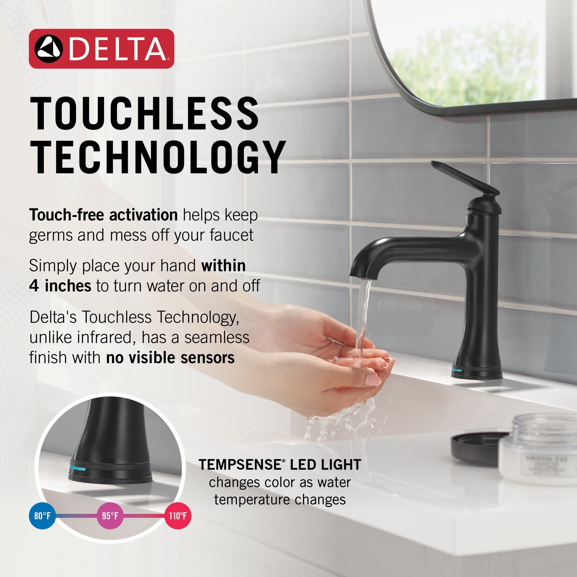 Delta Bonacci™ Single Handle Bathroom Faucet with Touch20 with Touchless Technology