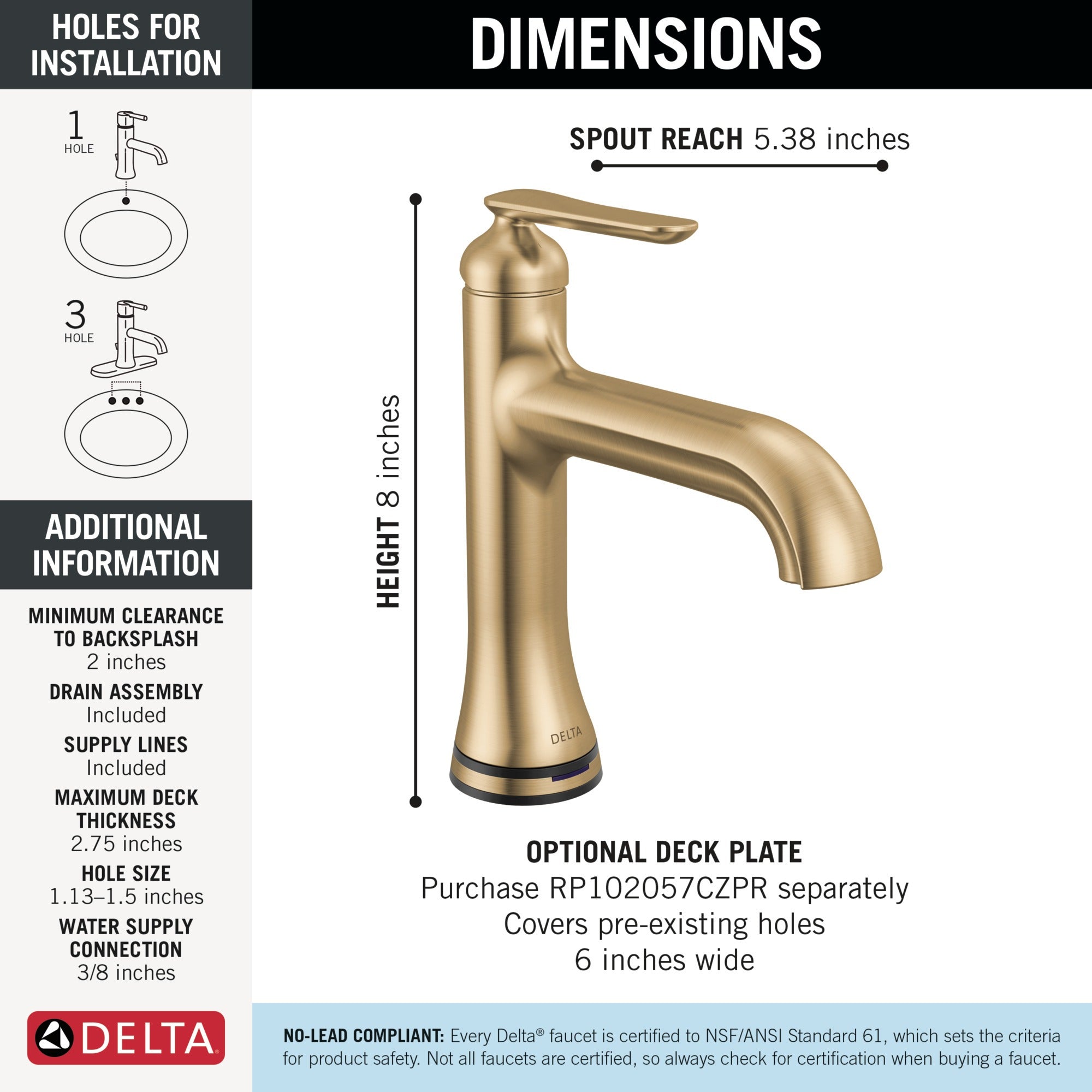 Delta Bonacci™ Single Handle Bathroom Faucet with Touch20 with Touchless Technology