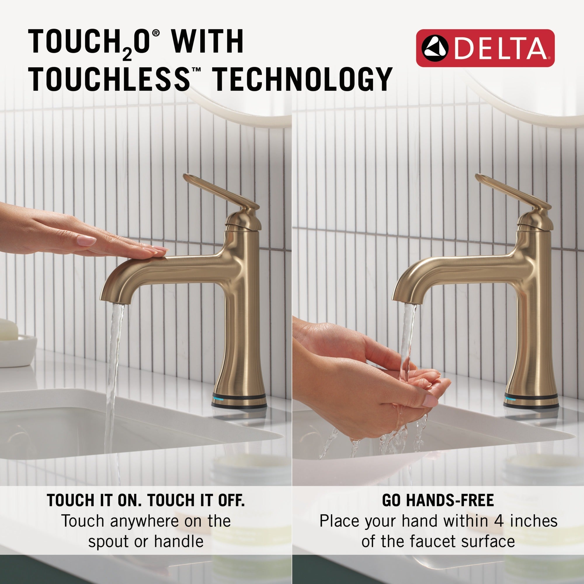 Delta Bonacci™ Single Handle Bathroom Faucet with Touch20 with Touchless Technology