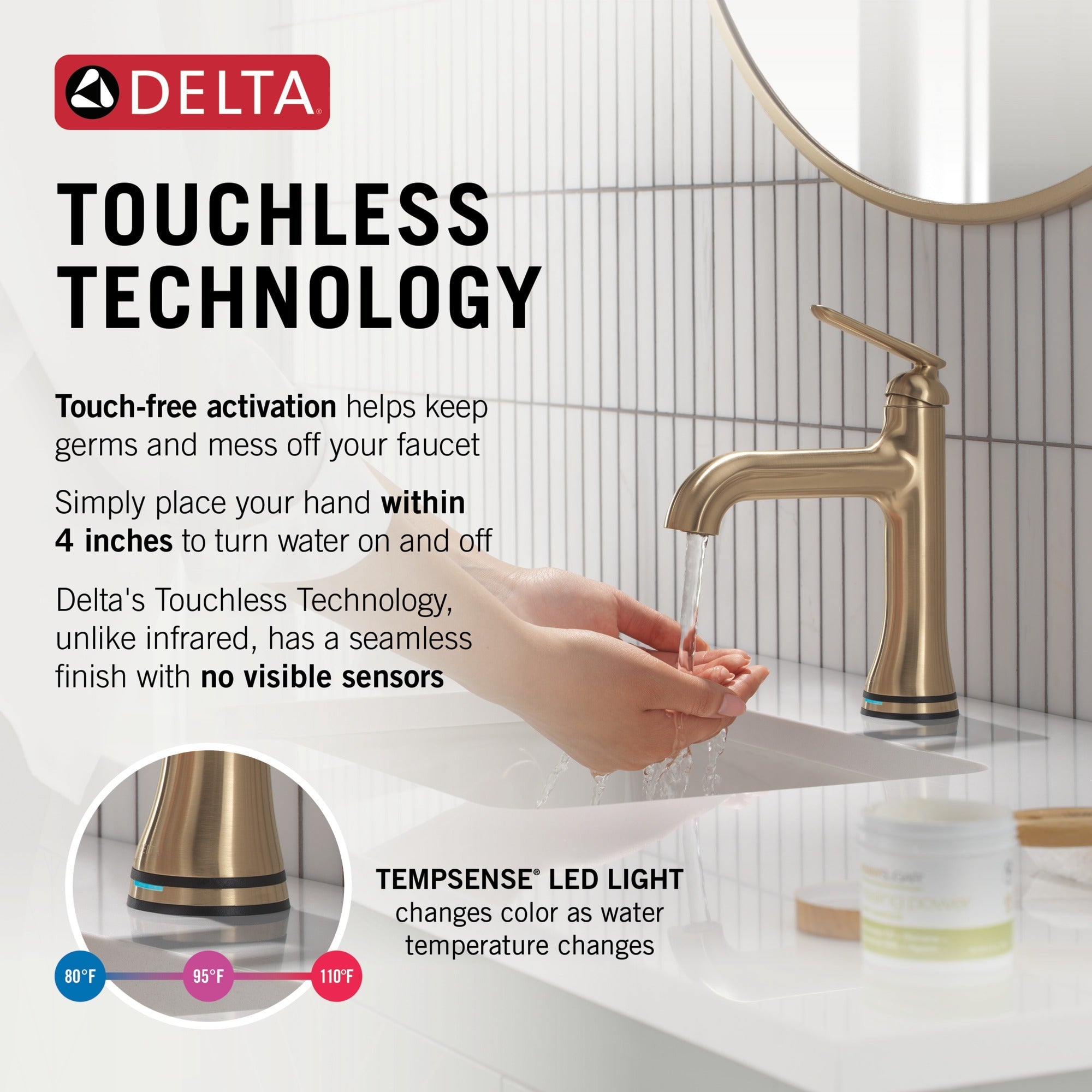 Delta Bonacci™ Single Handle Bathroom Faucet with Touch20 with Touchless Technology