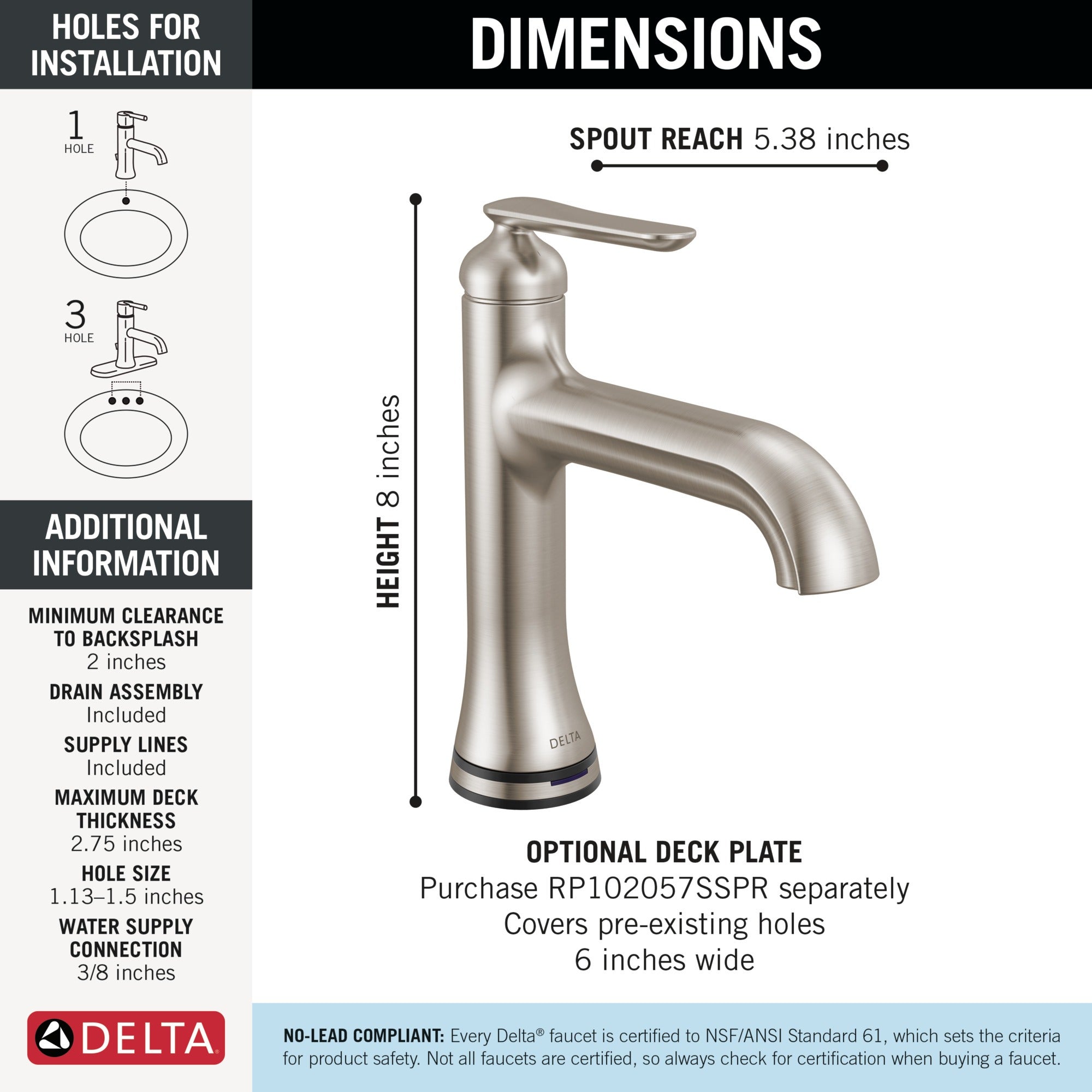 Delta Bonacci™ Single Handle Bathroom Faucet with Touch20 with Touchless Technology