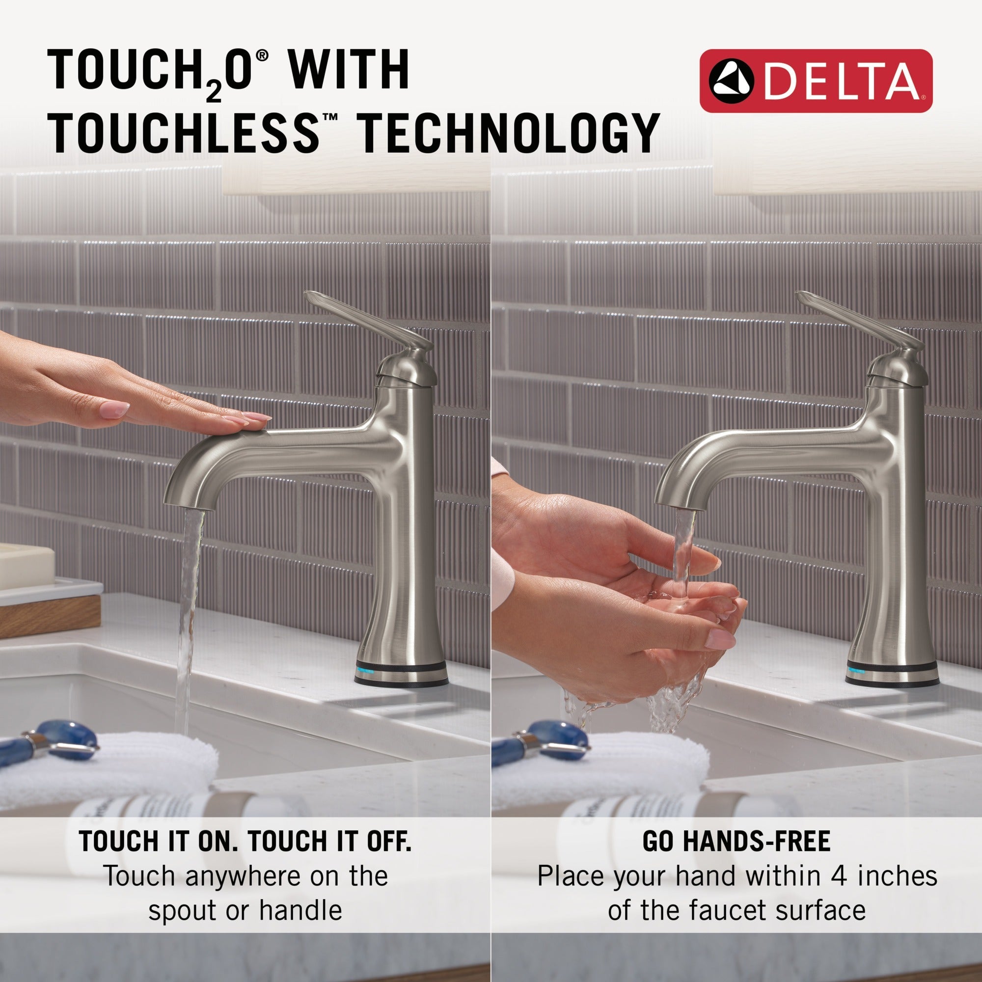 Delta Bonacci™ Single Handle Bathroom Faucet with Touch20 with Touchless Technology