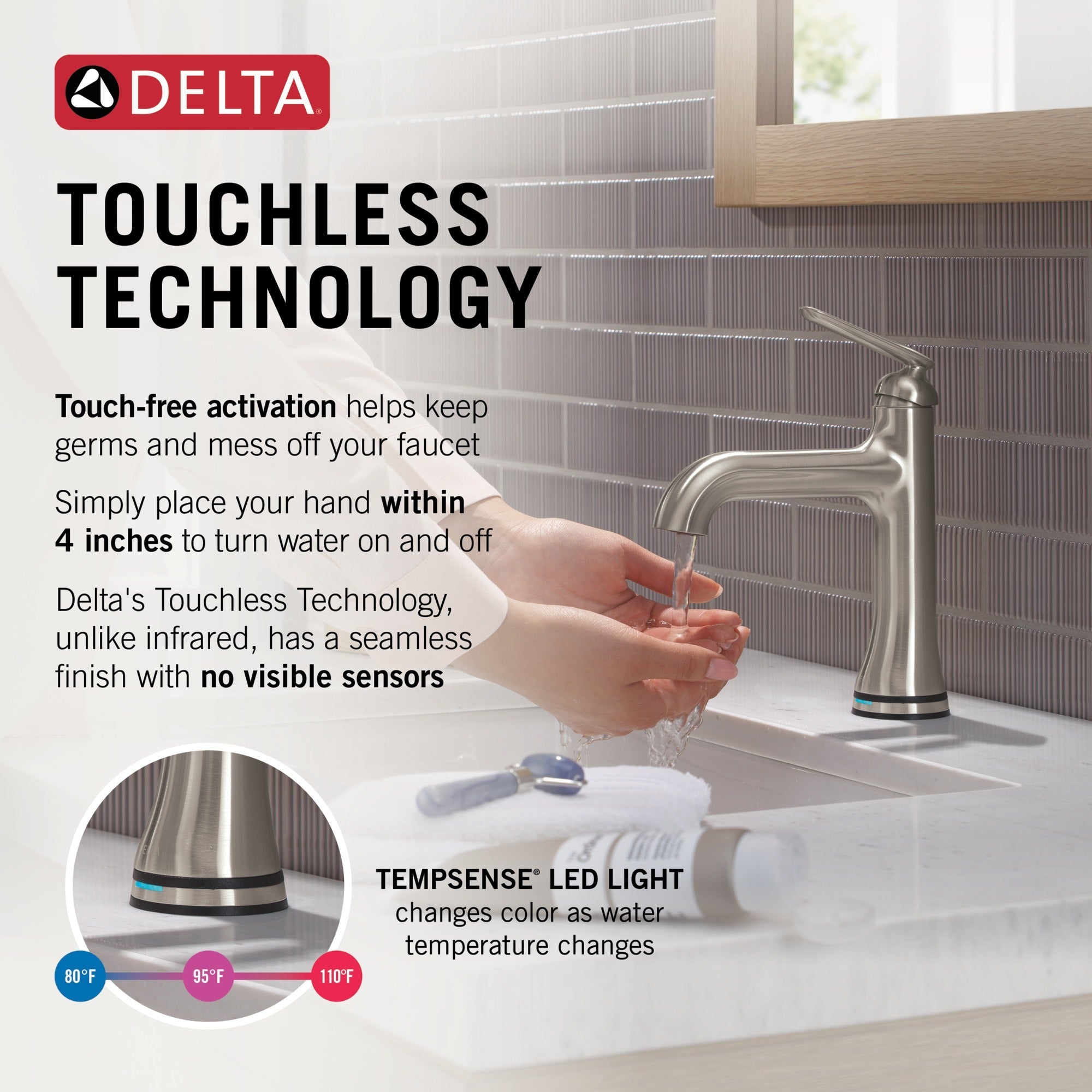 Delta Bonacci™ Single Handle Bathroom Faucet with Touch20 with Touchless Technology