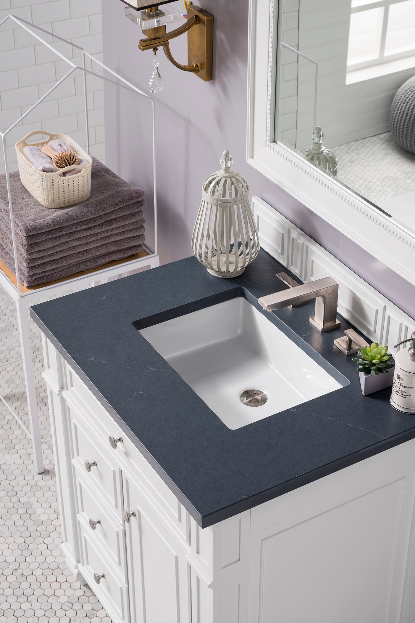 James Martin Bristol 30" Single Vanity in Bright White with 3cm Countertop