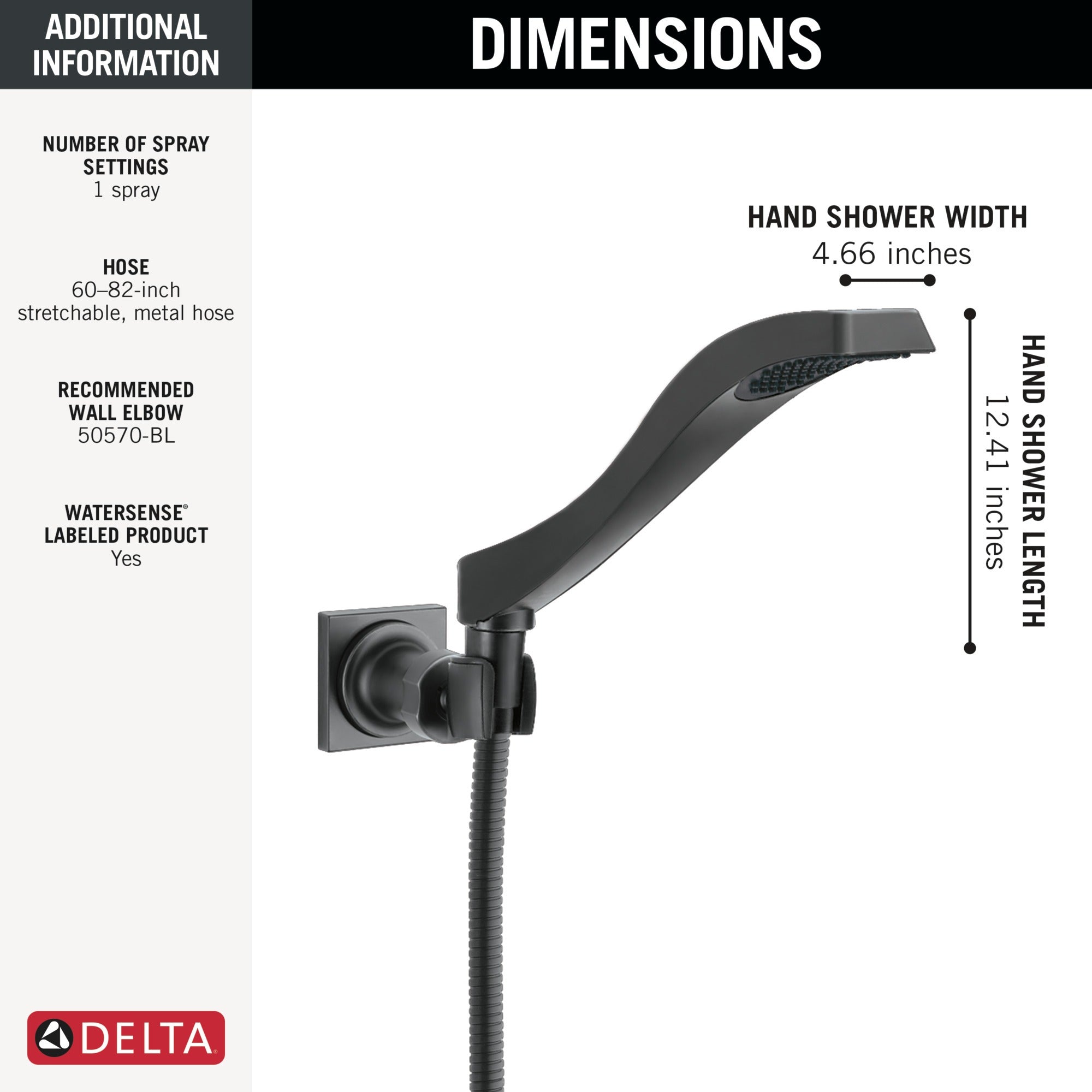 Delta Dryden™ Premium Single-Setting Adjustable Wall Mount Hand Shower