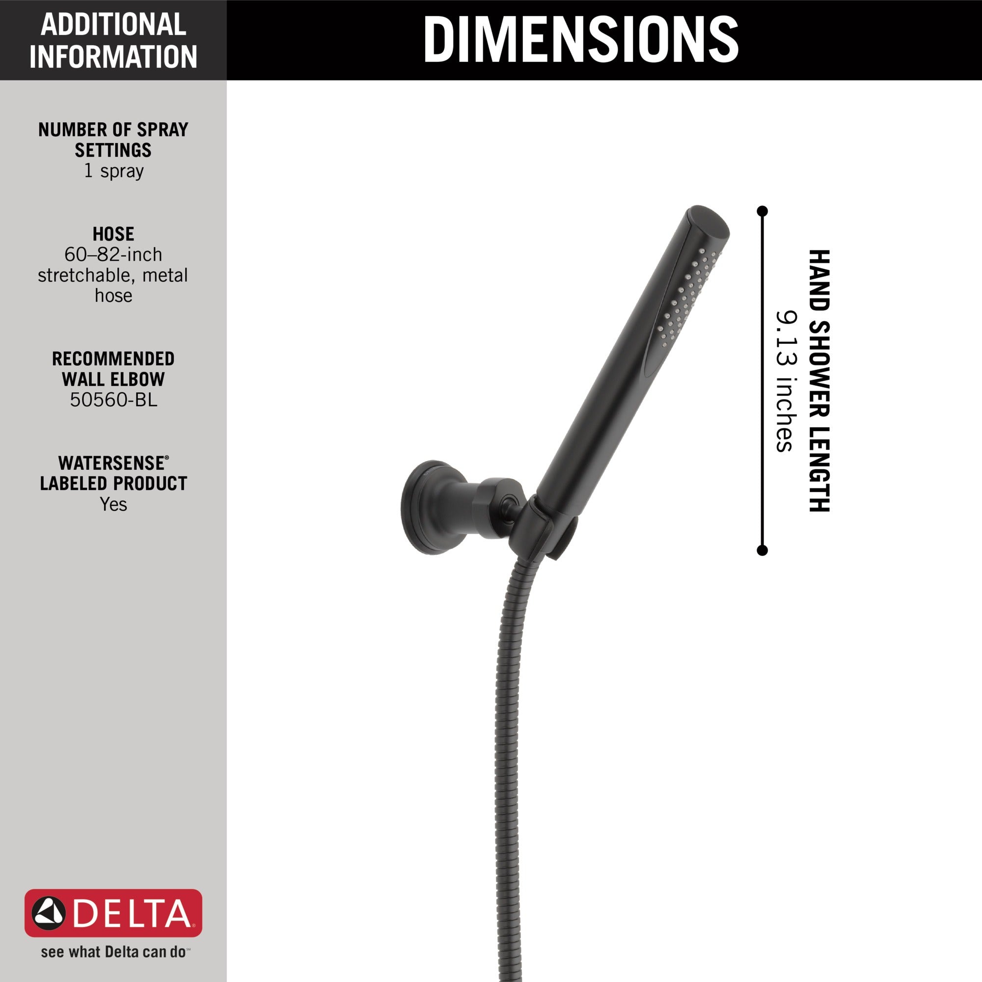 Delta Grail® Premium Single-Setting Adjustable Wall Mount Hand Shower