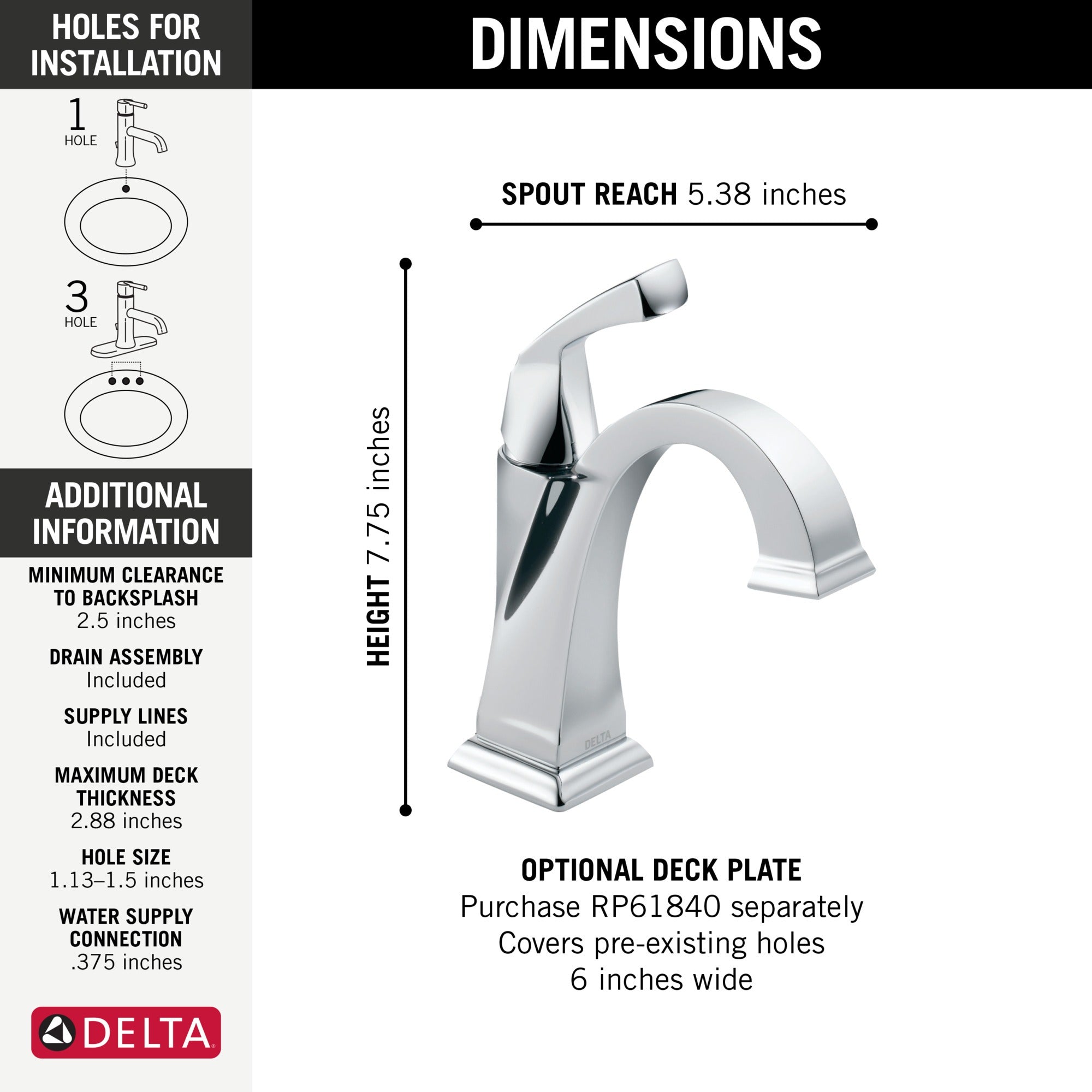 Delta Dryden™ Single Handle Bathroom Faucet