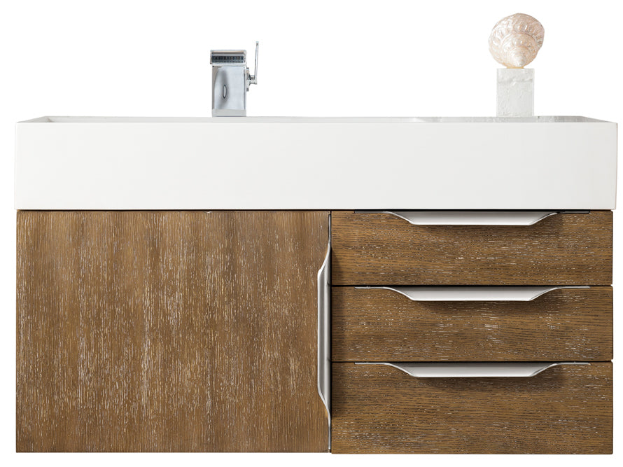 James Martin Columbia 36" Wall Mounted Single Vanity with Mineral Composite Stone Countertop