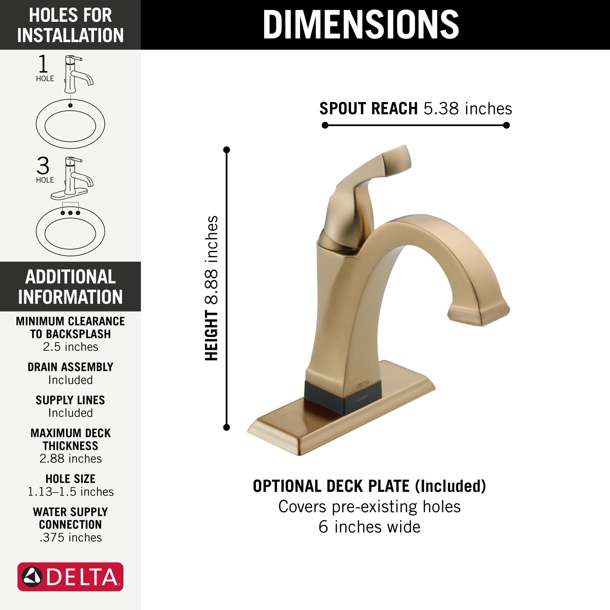 Delta Dryden™ Touch2O® Bathroom Faucet with Touchless Technology